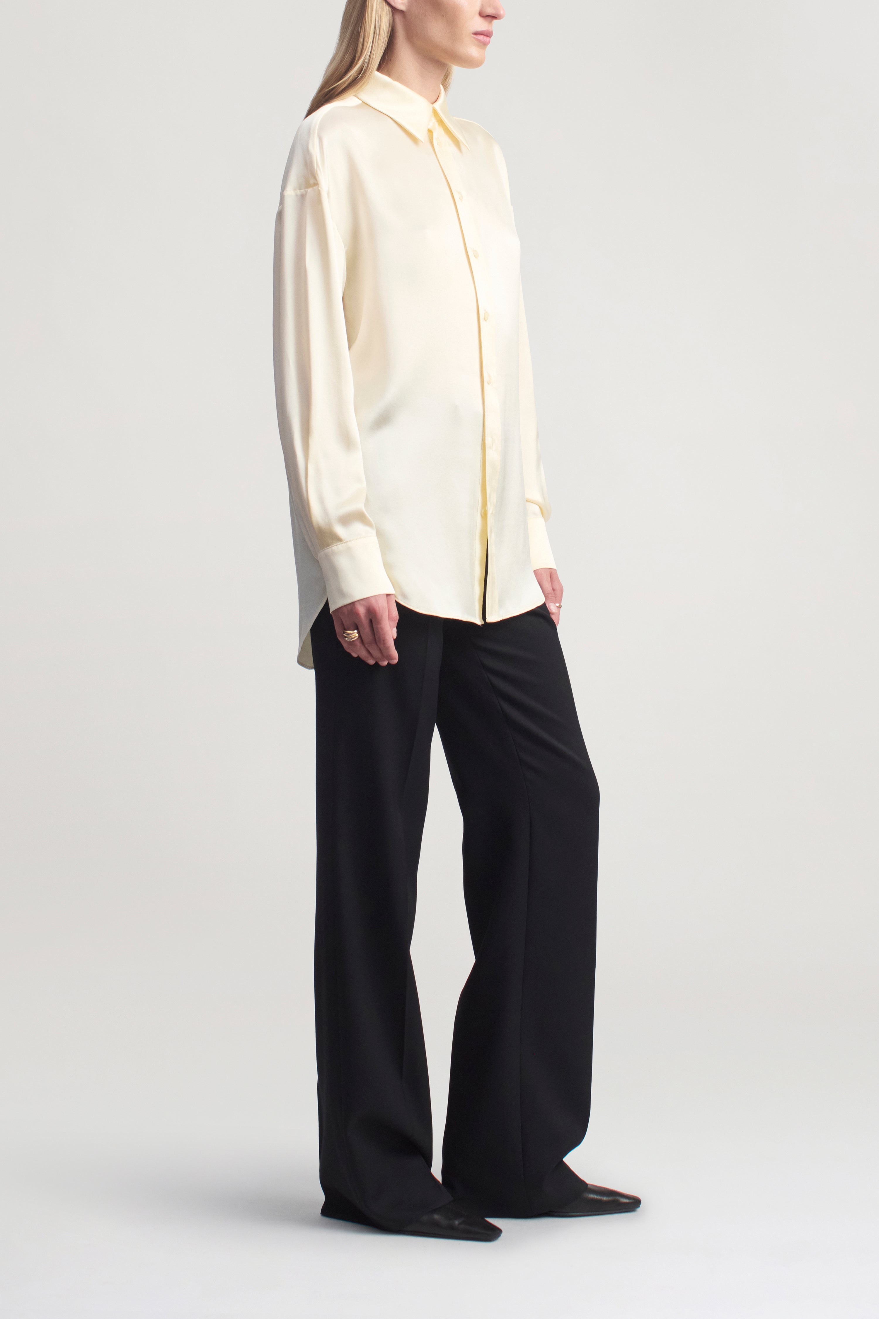 Dani Button Down in Silk Charmeuse