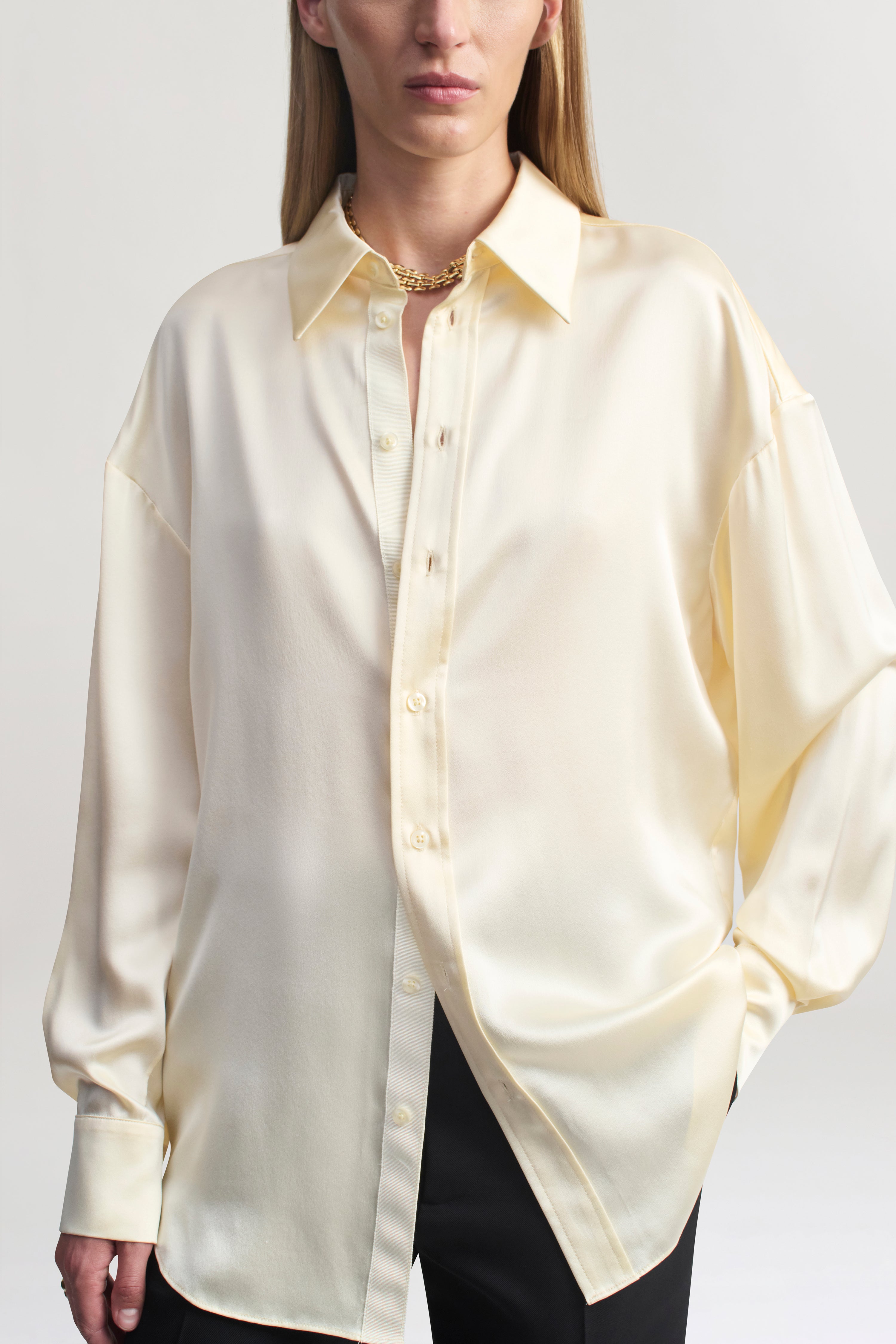 Dani Button Down in Silk Charmeuse
