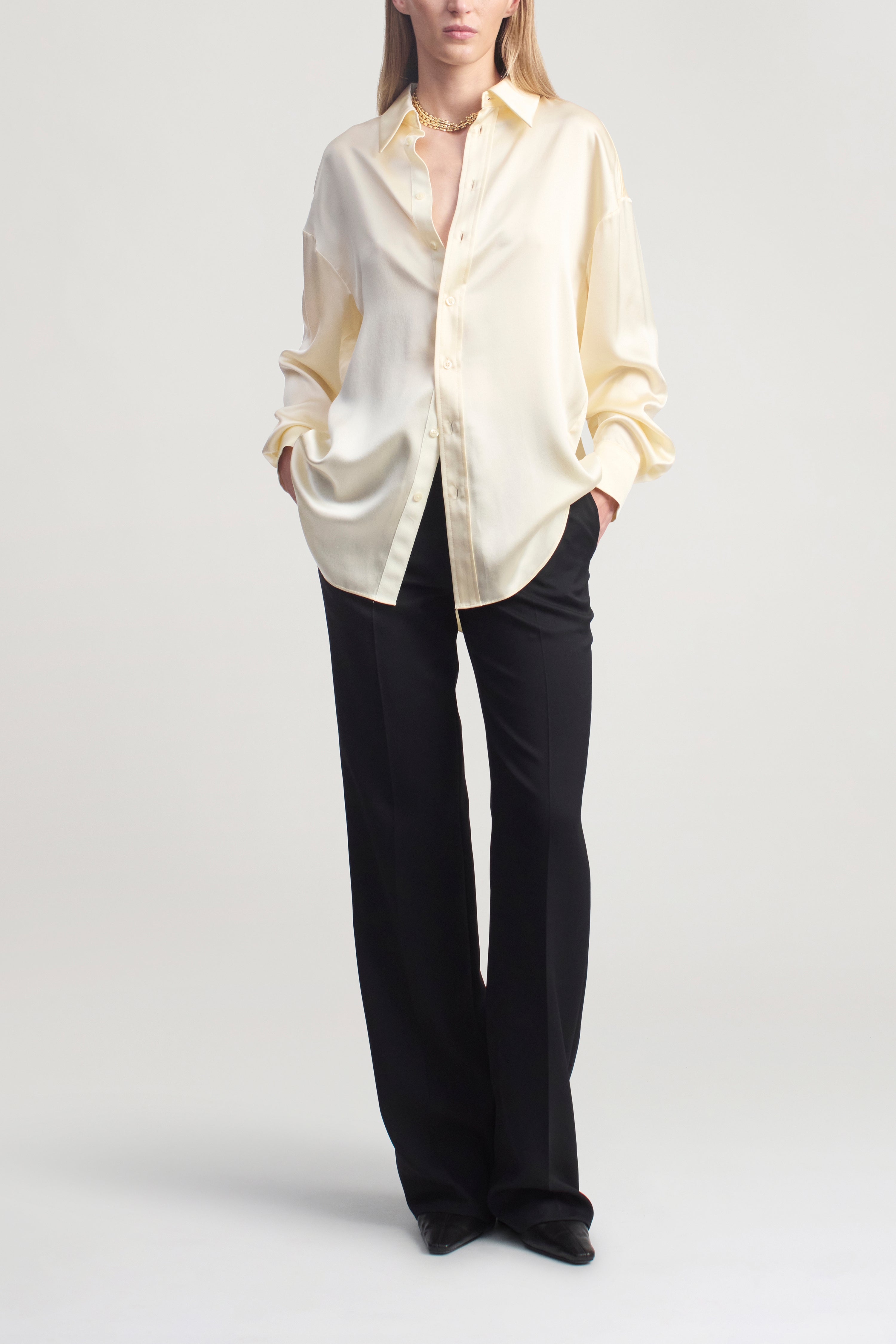 Dani Button Down in Silk Charmeuse