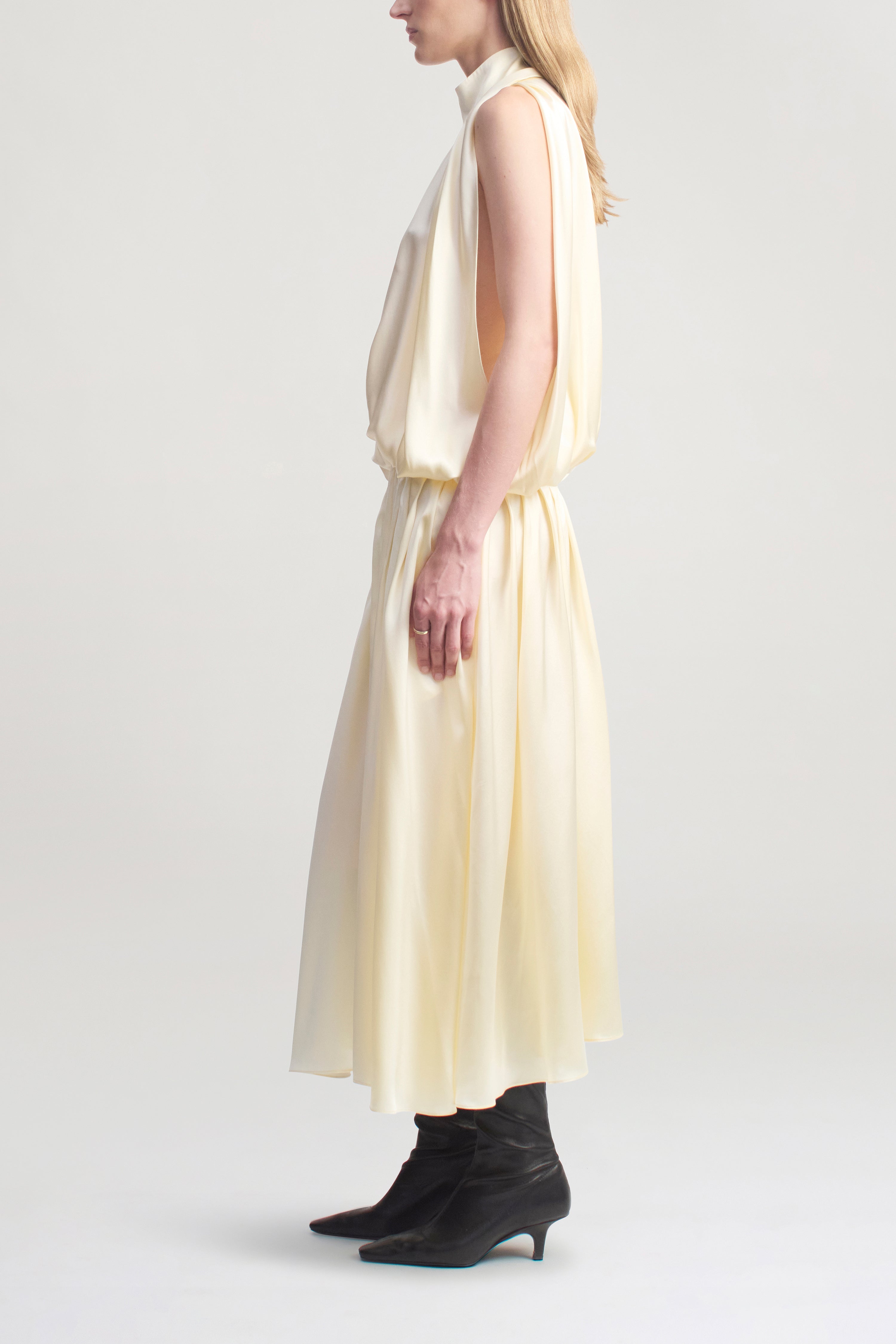 Rayna Drop Waist Dress in Silk Charmeuse