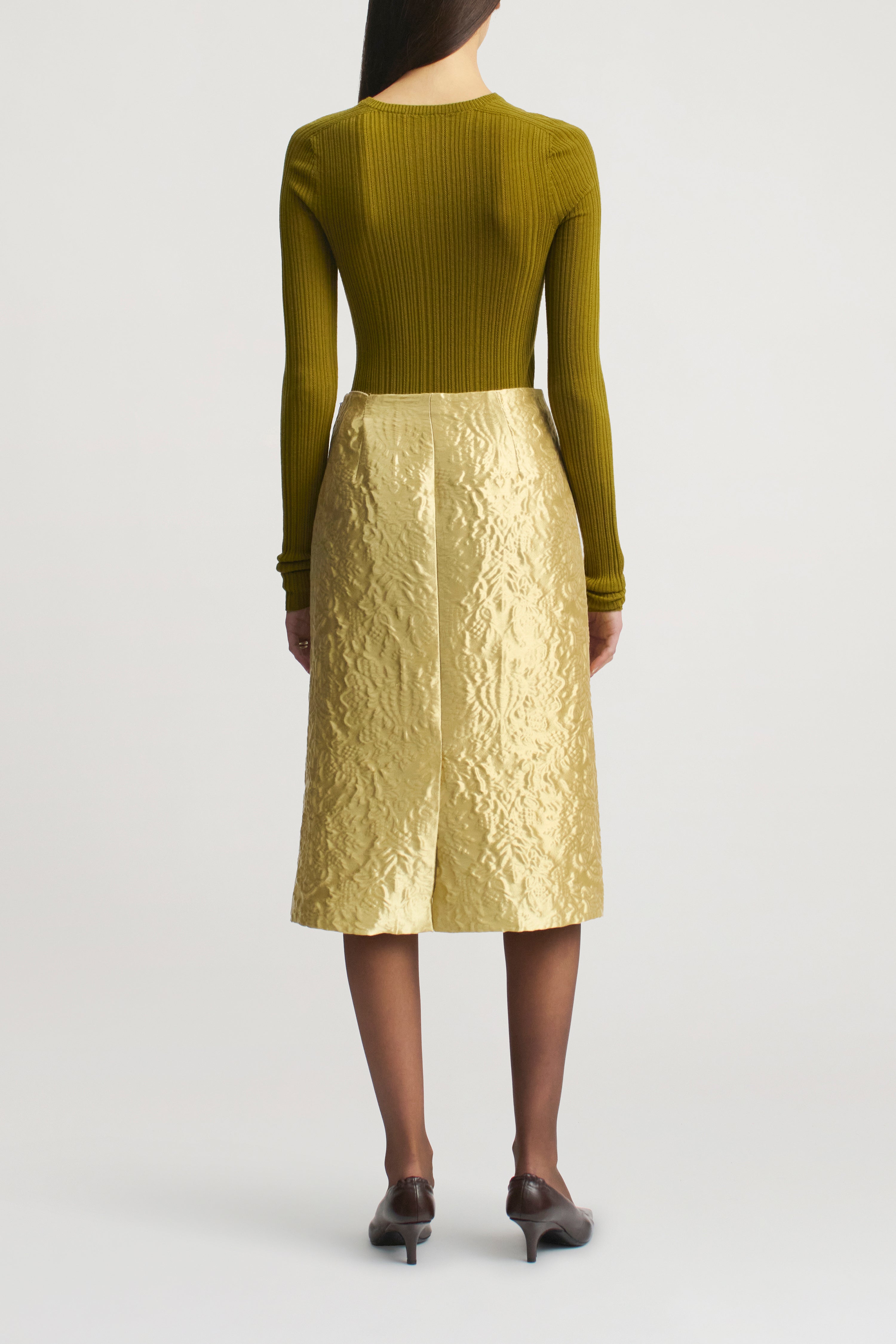 Beck A-line Skirt in Gilded Jacquard