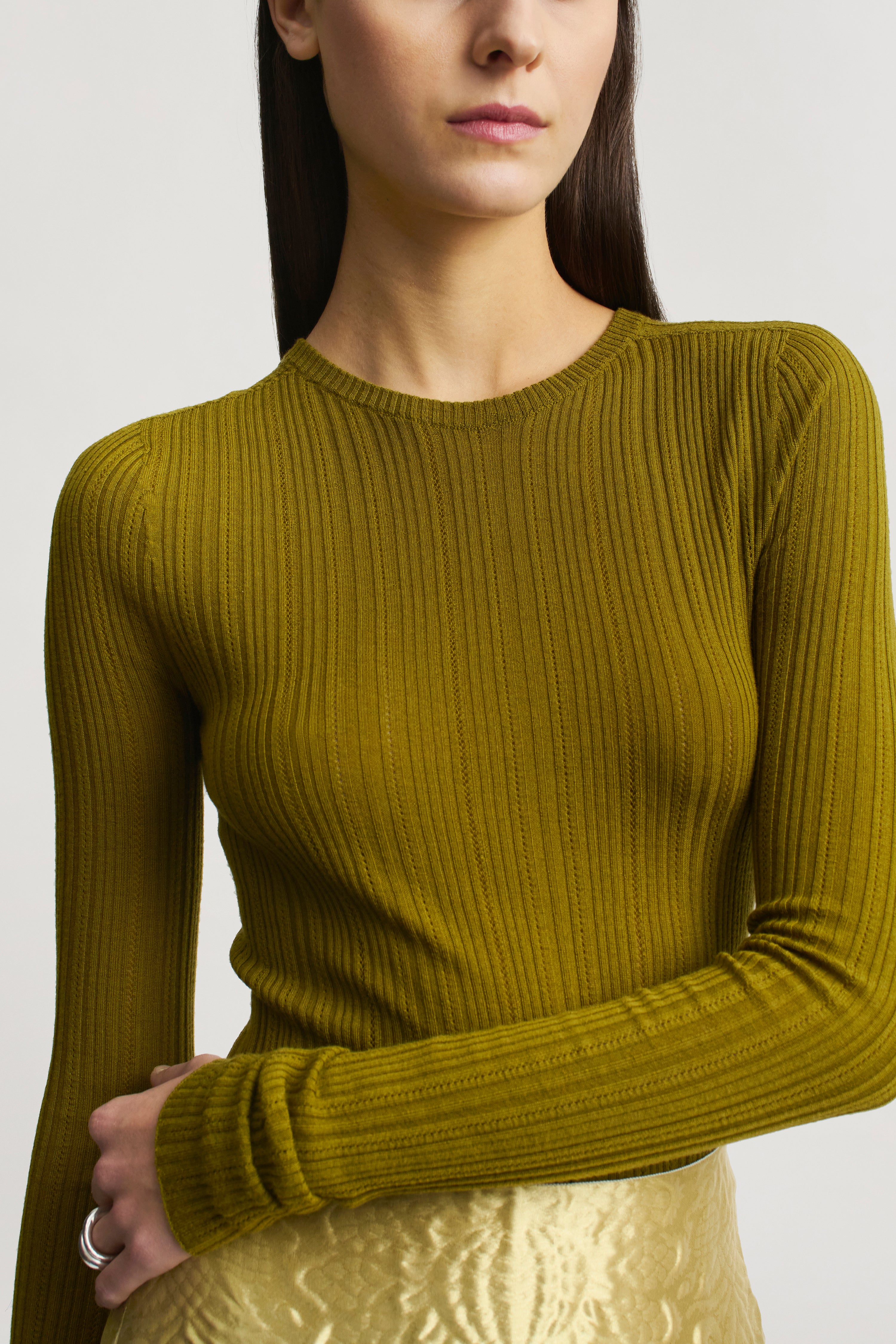 Fabi Fitted Long Sleeve in Superfine Pointelle