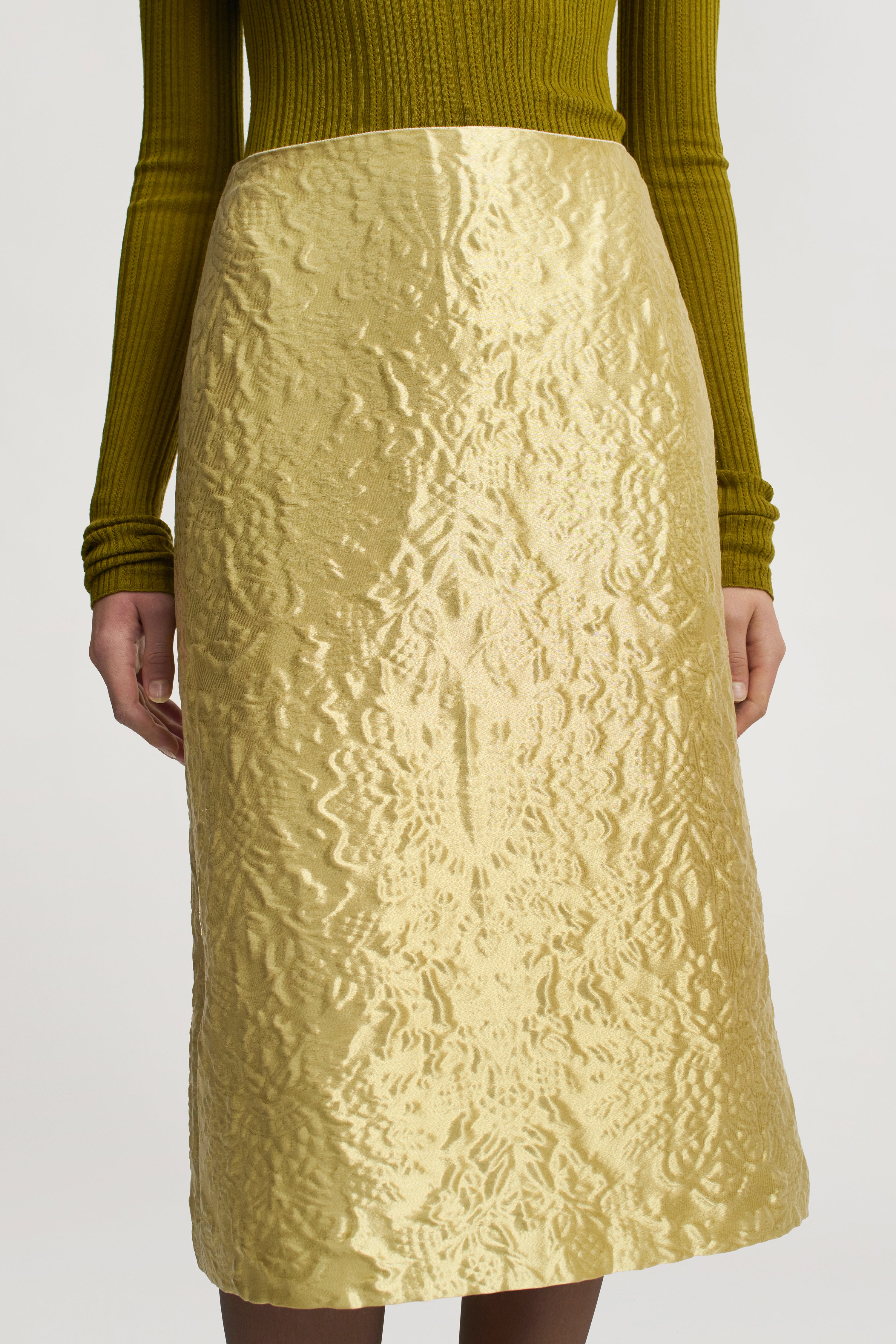 Beck A-line Skirt in Gilded Jacquard