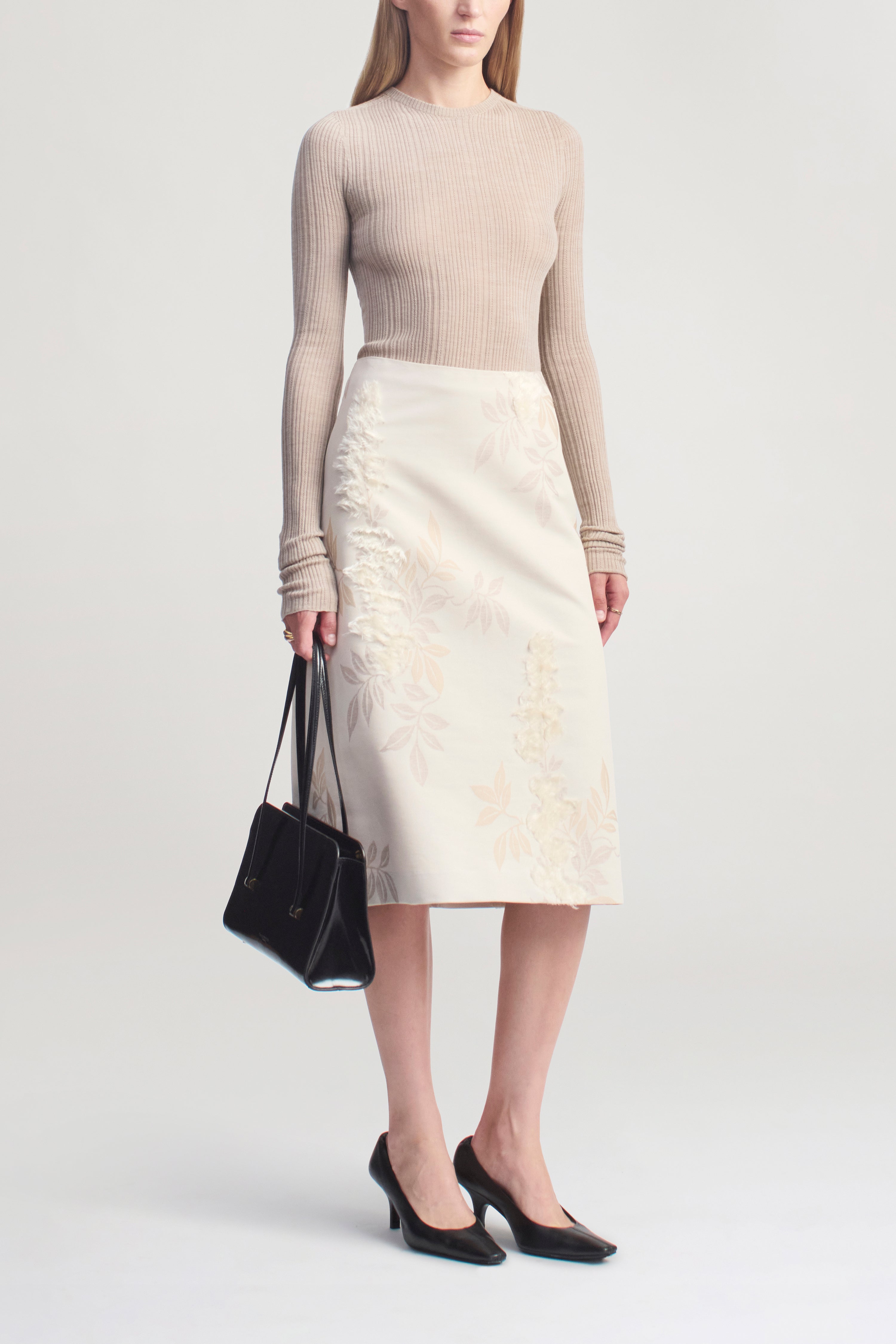 Fabi Fitted Long Sleeve in Superfine Pointelle