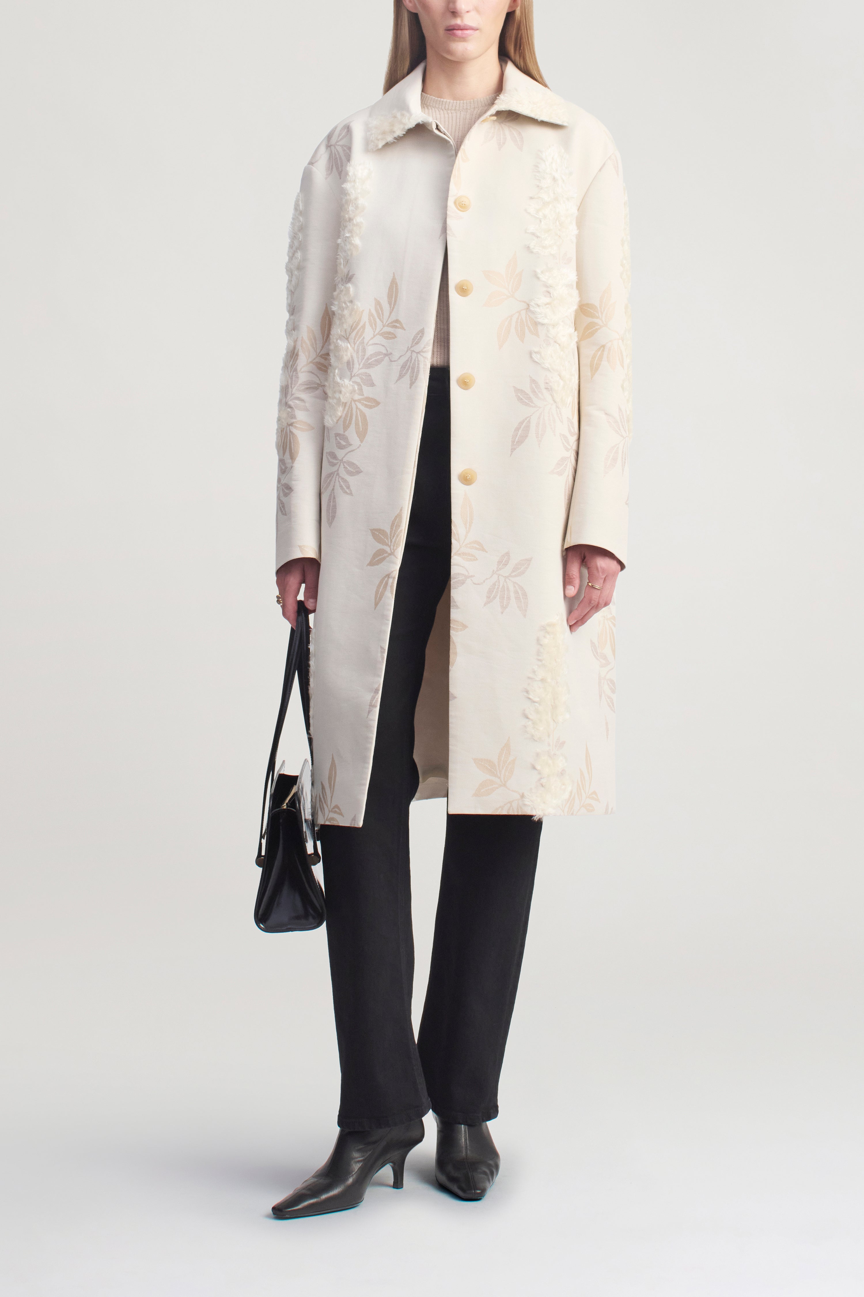 Lucien Car Coat in Eyelash Jacquard