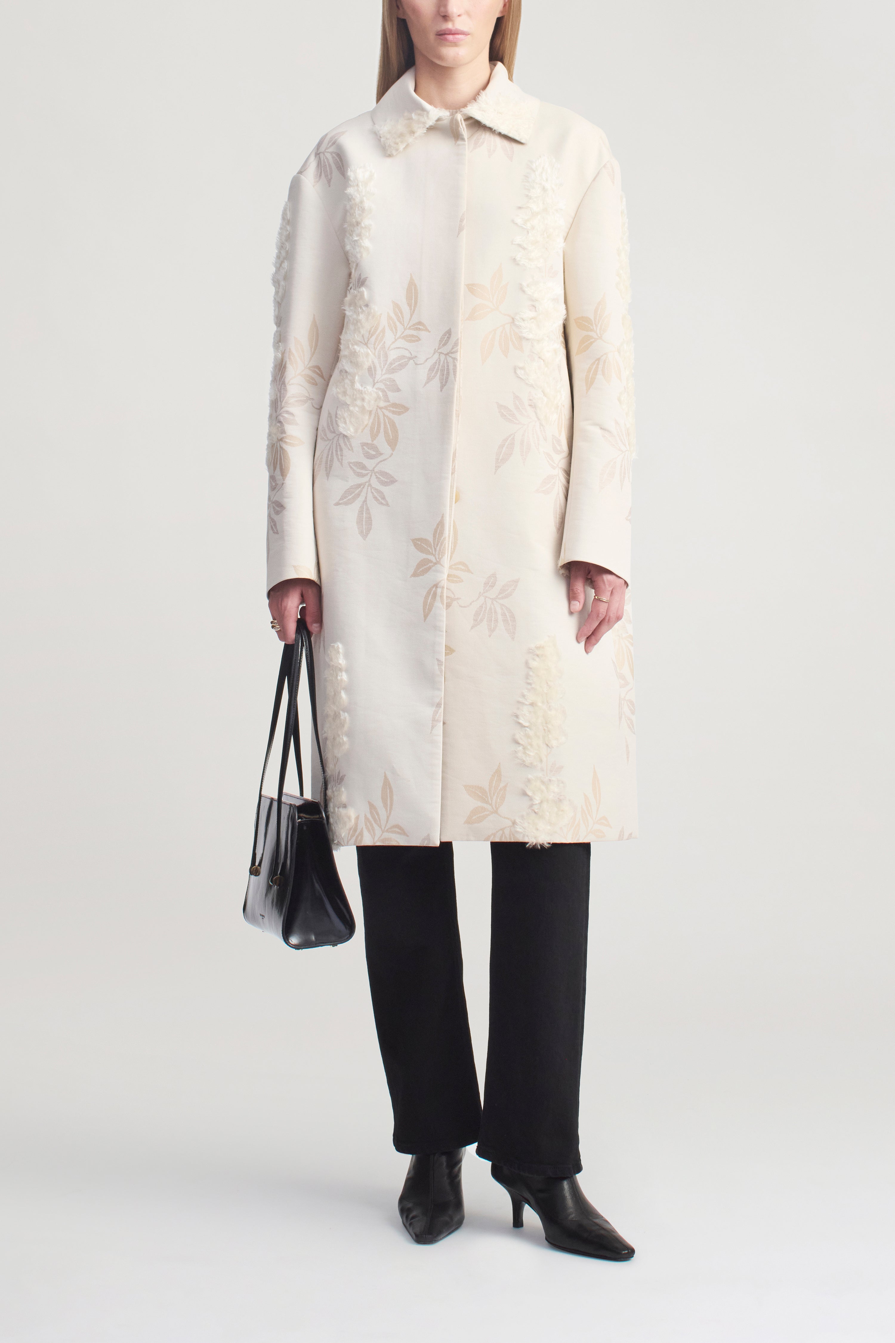 Lucien Car Coat in Eyelash Jacquard
