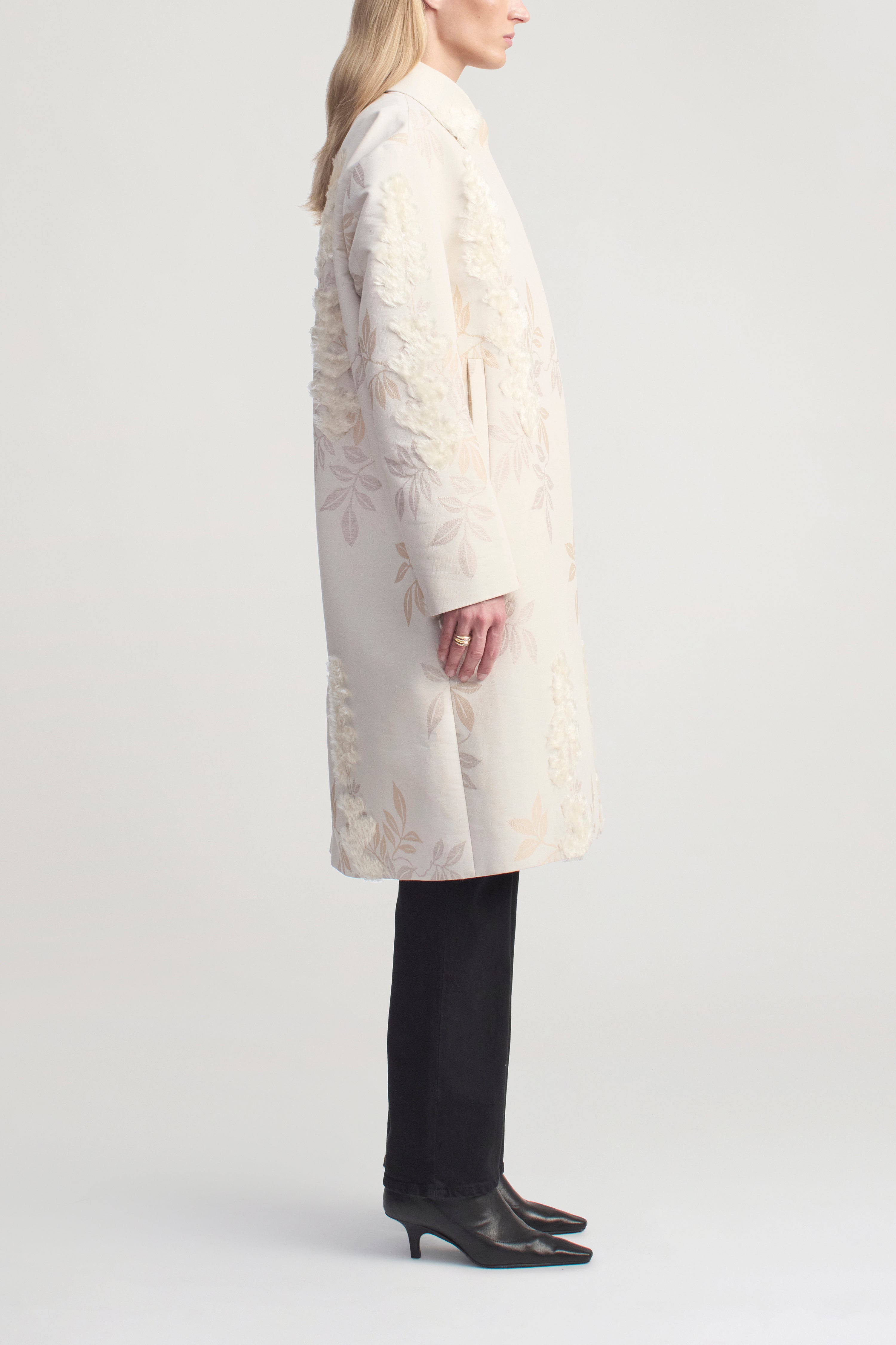 Lucien Car Coat in Eyelash Jacquard