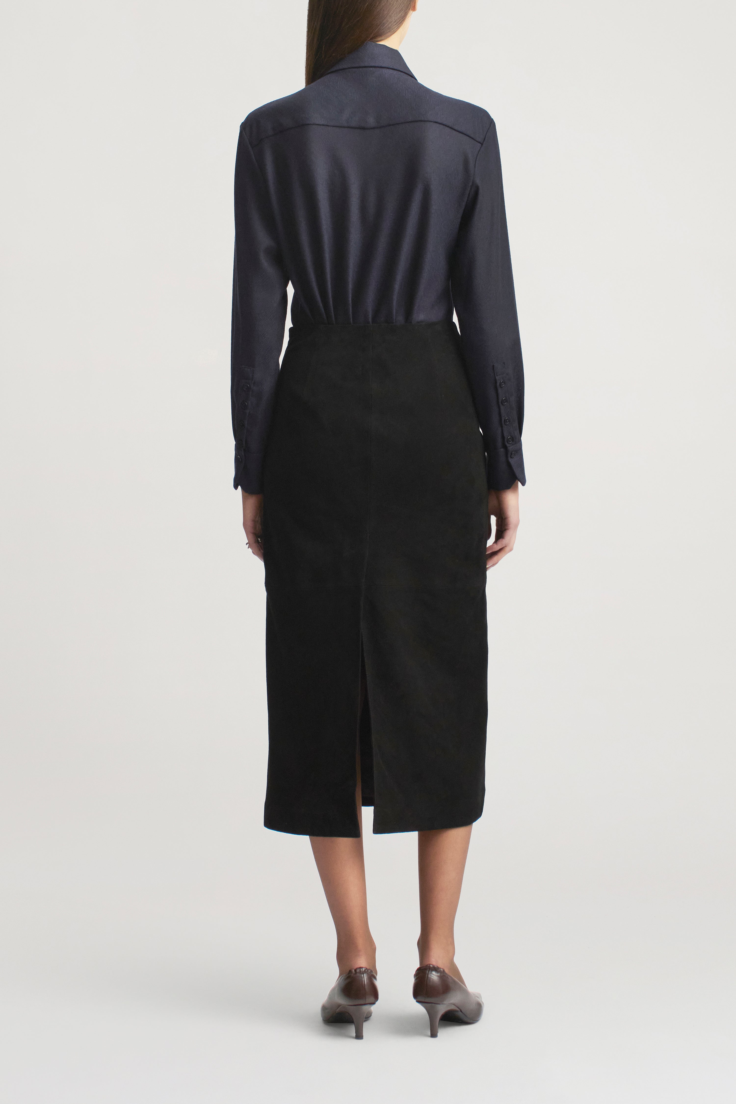 Joan Bias Button Down in Featherweight Wool