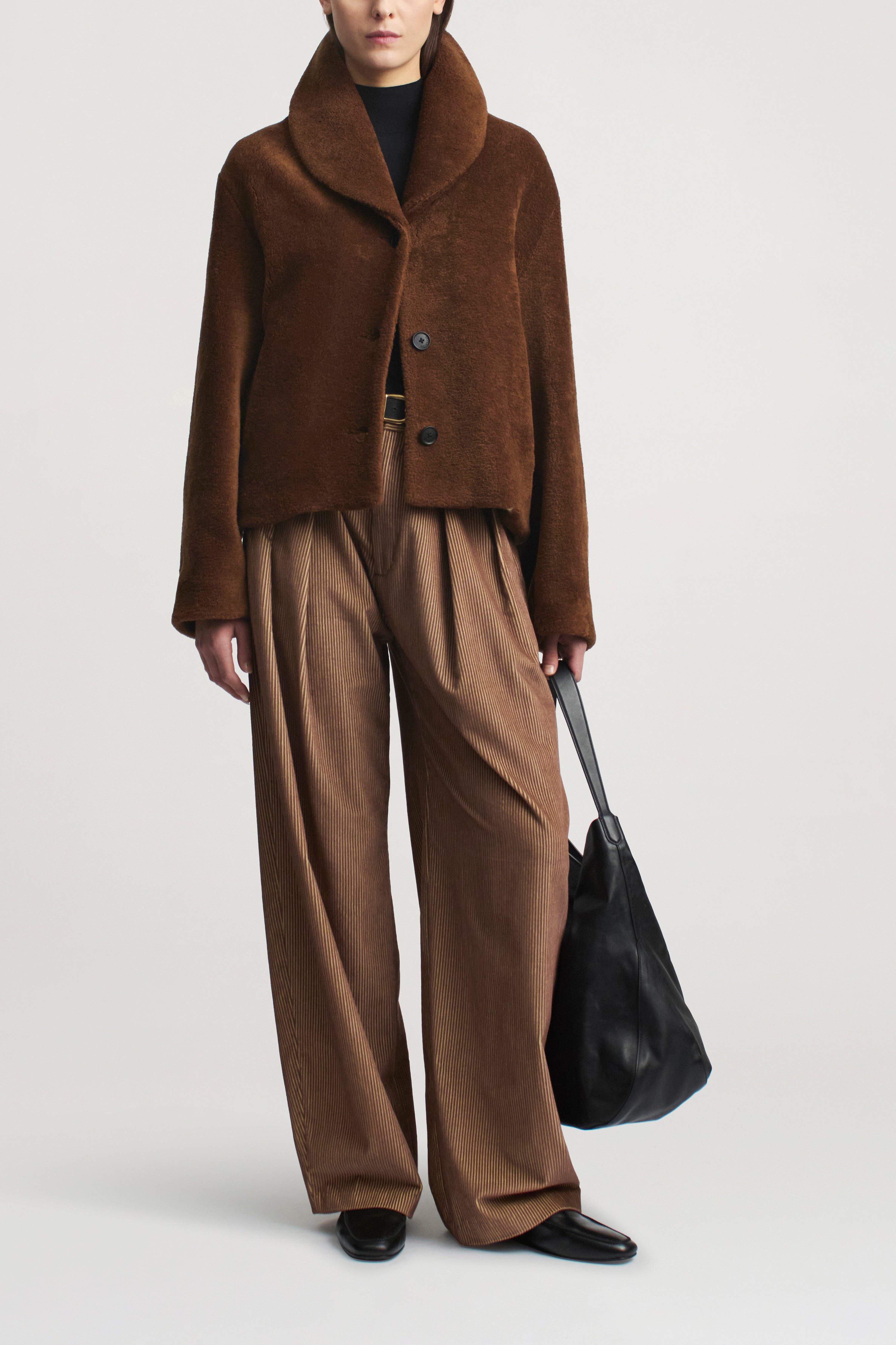 Marlie Shawl Jacket in Wool Shearling