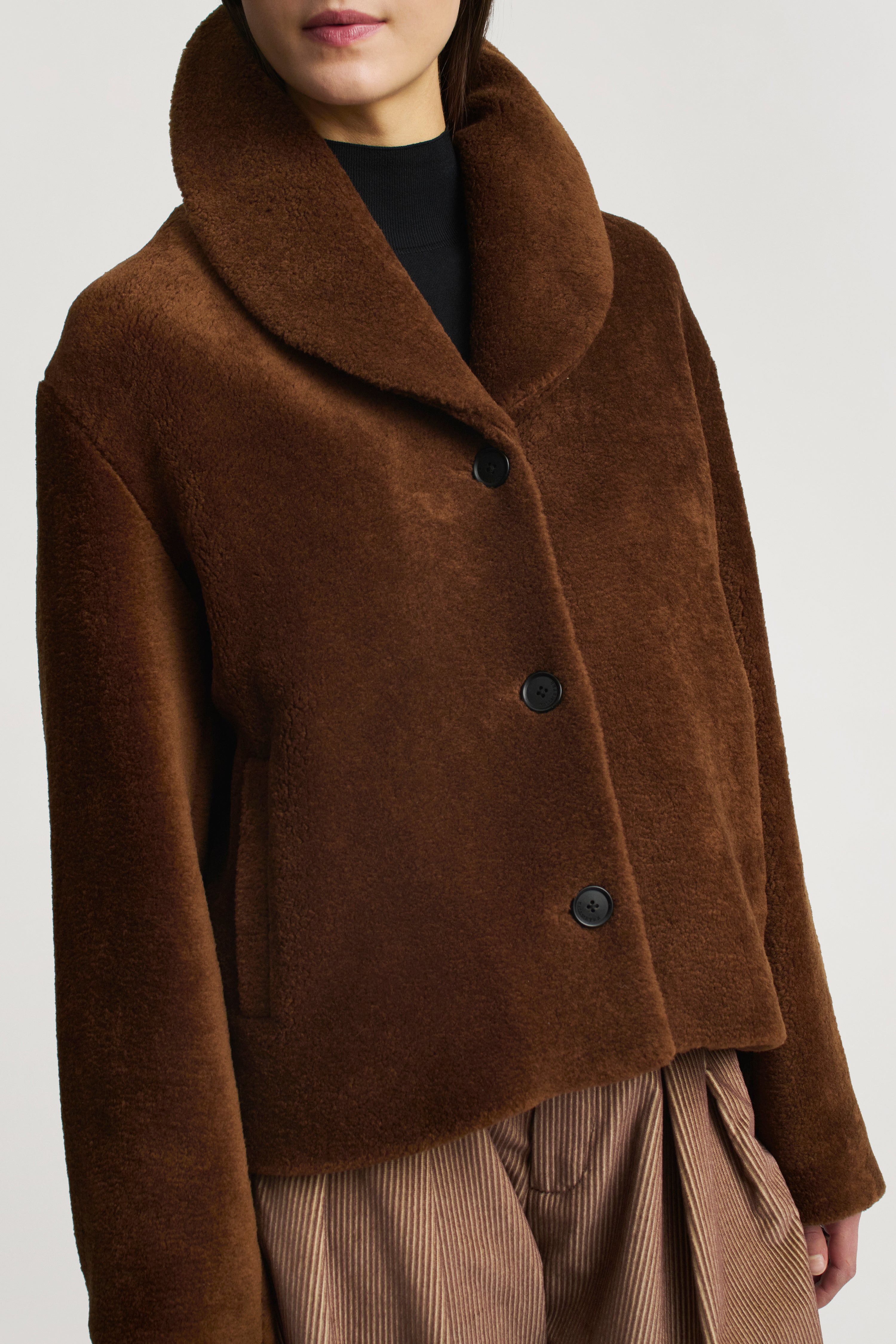 Marlie Shawl Jacket in Wool Shearling