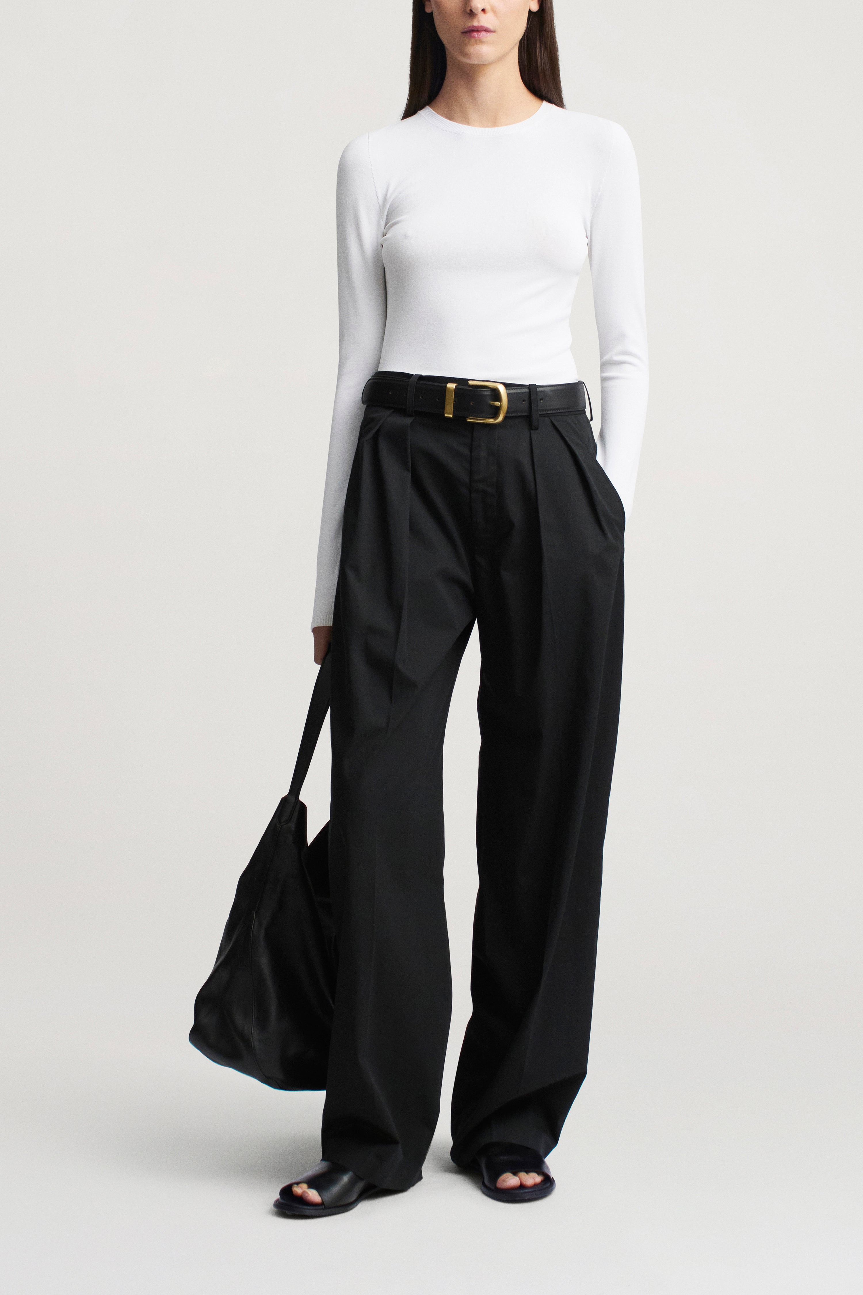 Joel Pleated Trouser in Starched Poplin