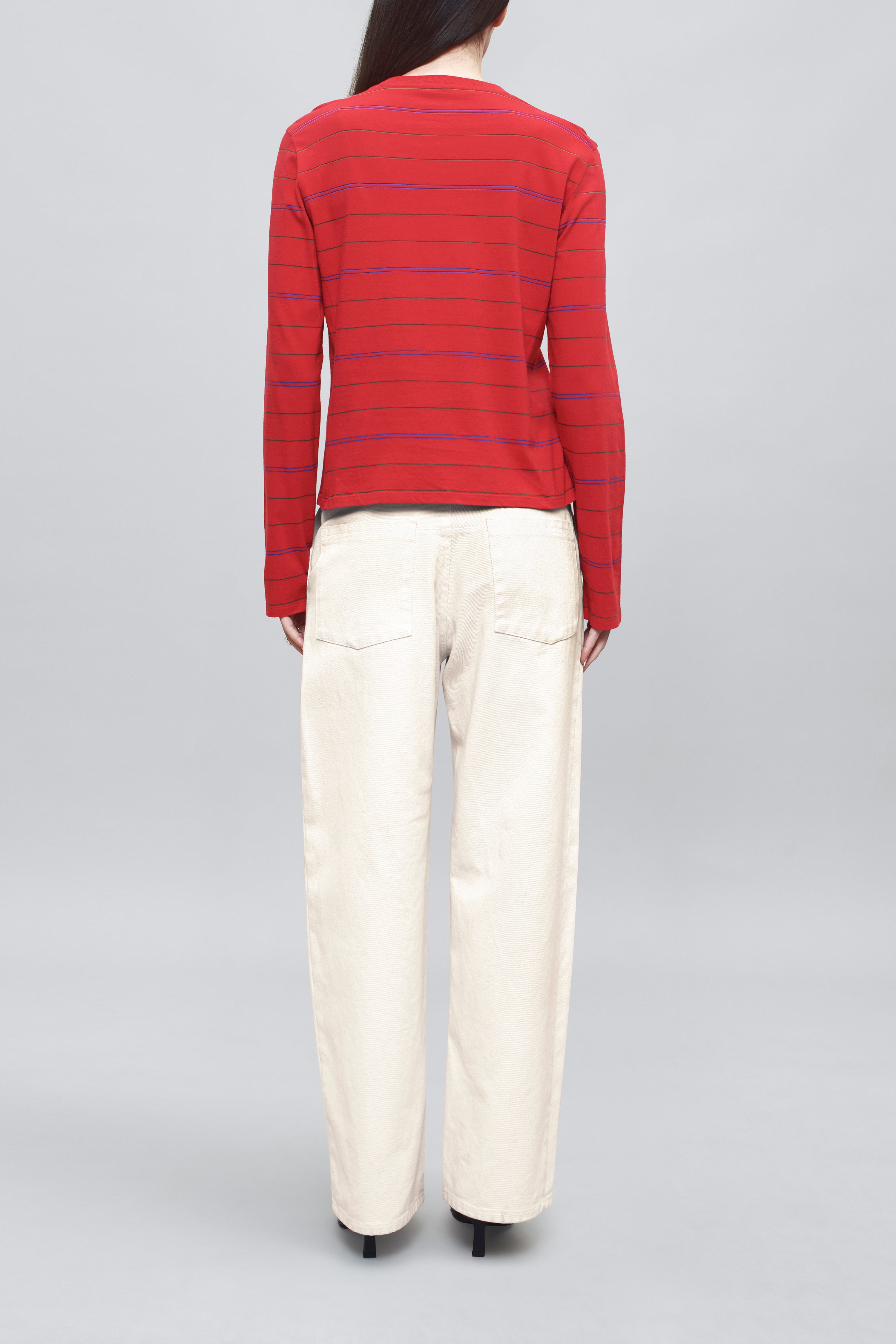 Wynn Long Sleeve in Crimson Multi Stripe