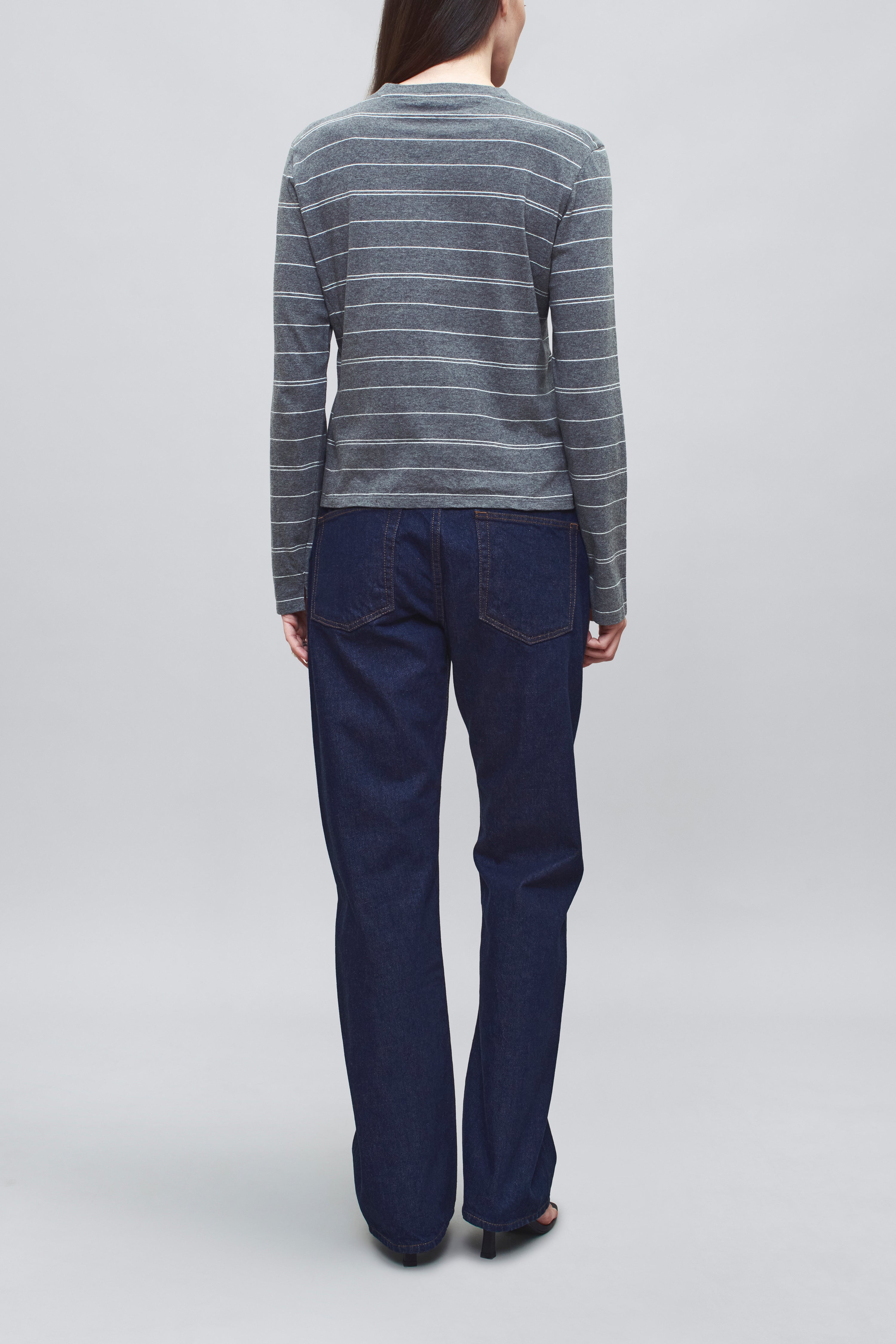 Wynn Long Sleeve in Ivory & Heather Multi Stripe