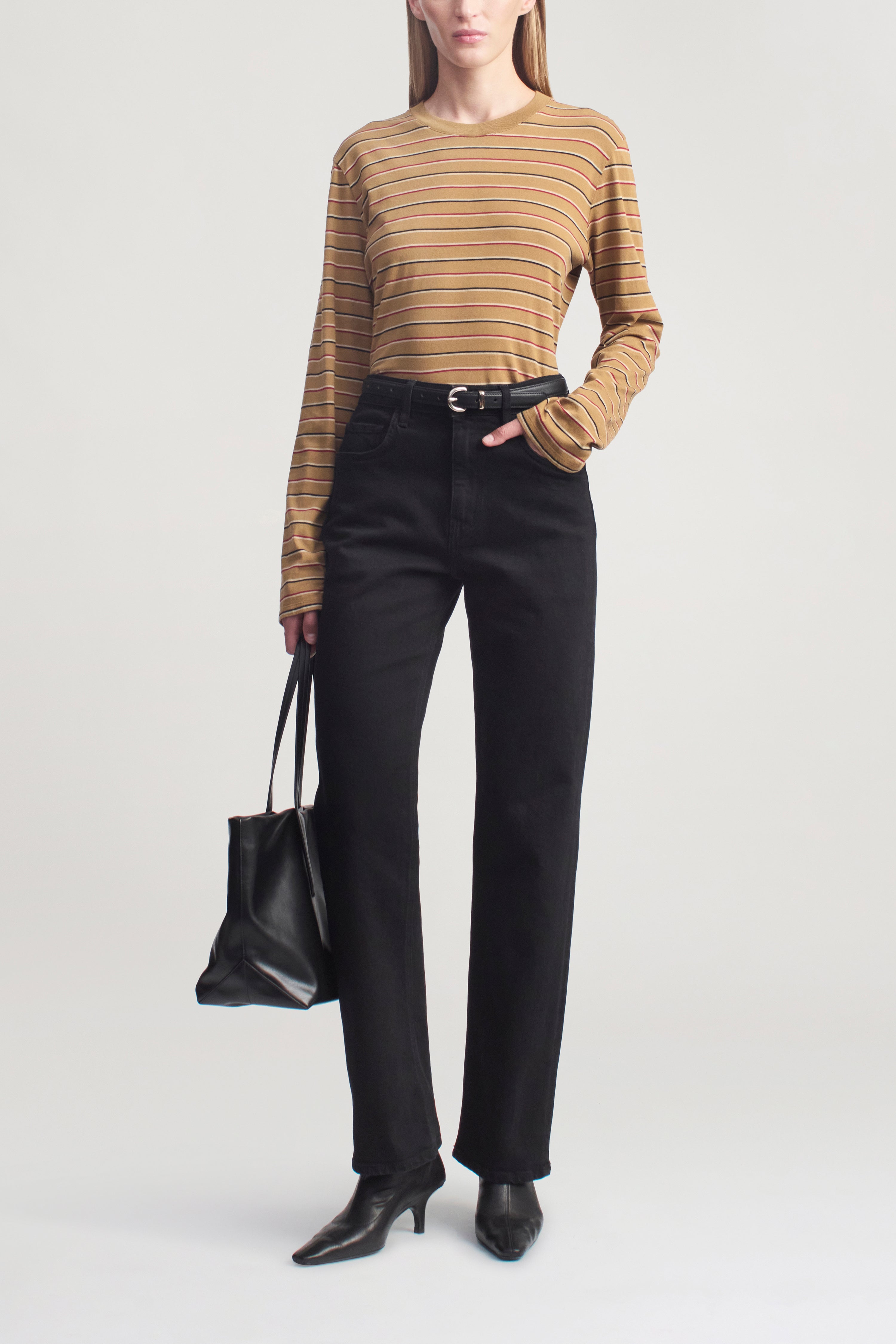 Wynn Long Sleeve T-Shirt in Camel Stripe