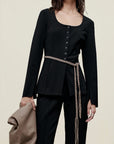Caitlin Shirt Jacket in Stretch Knit Suiting