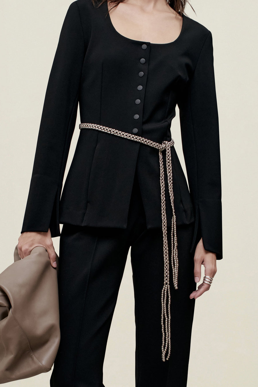 Sora Beaded Belt in Silver