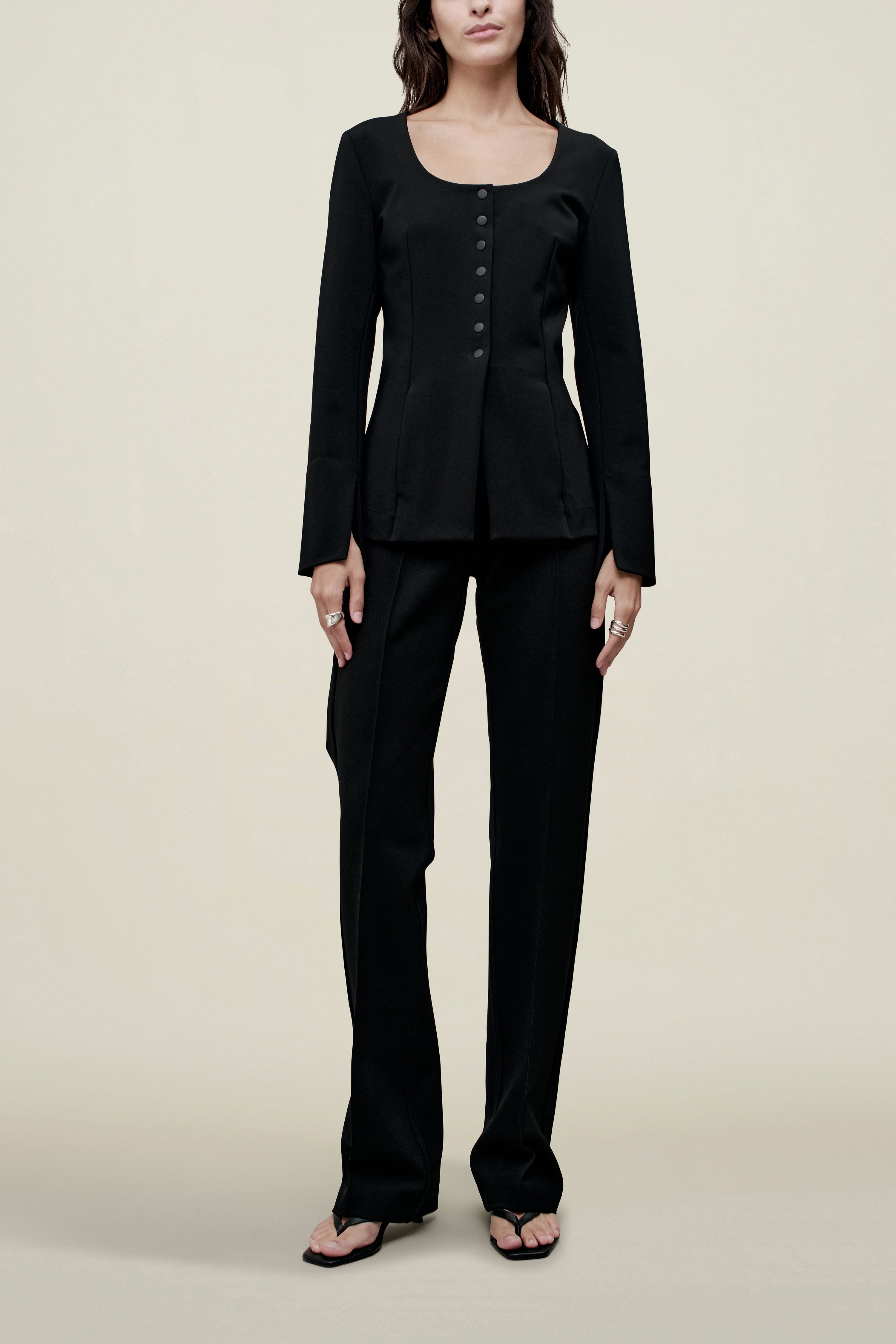 Caitlin Shirt Jacket in Stretch Knit Suiting