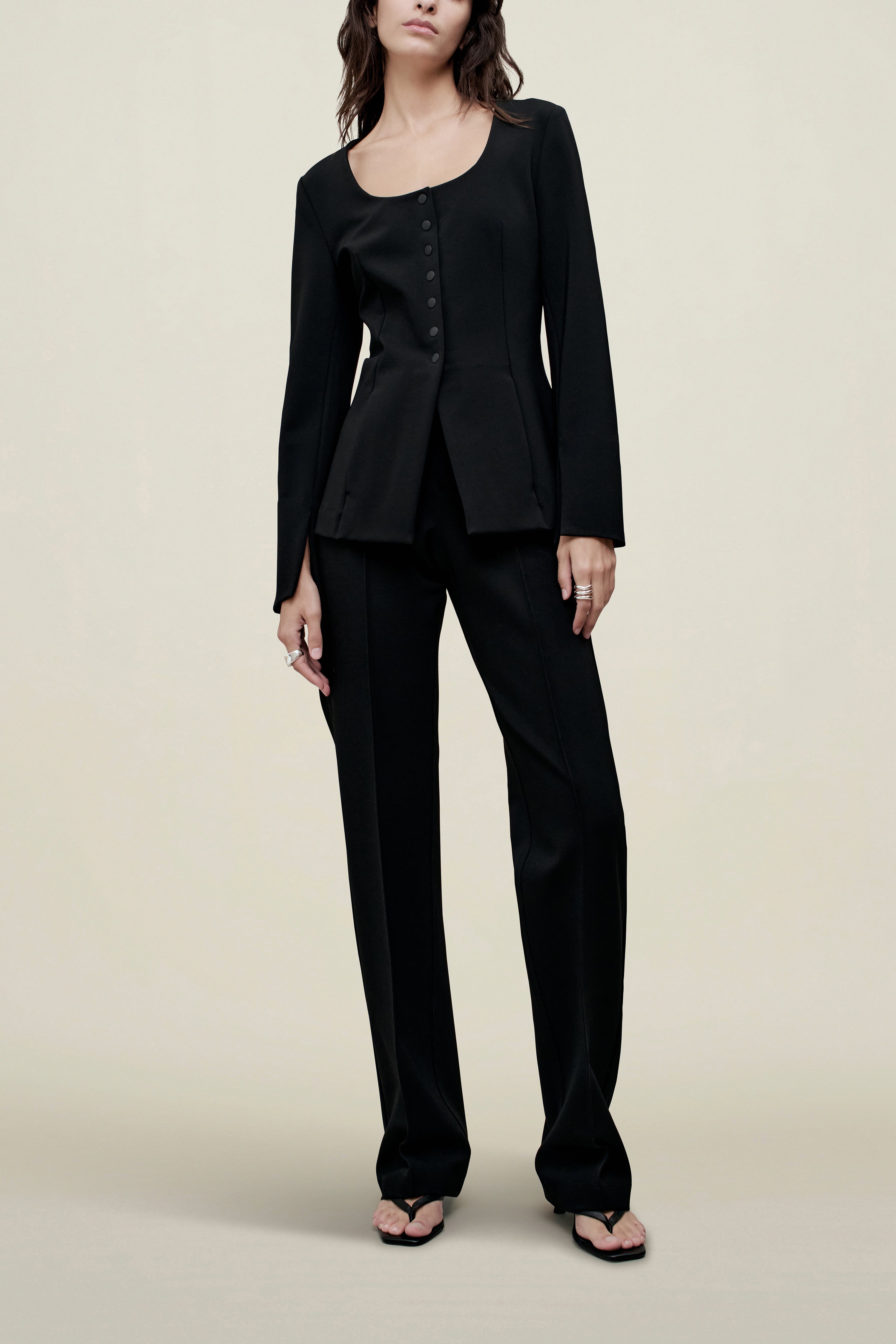 Caitlin Shirt Jacket in Stretch Knit Suiting