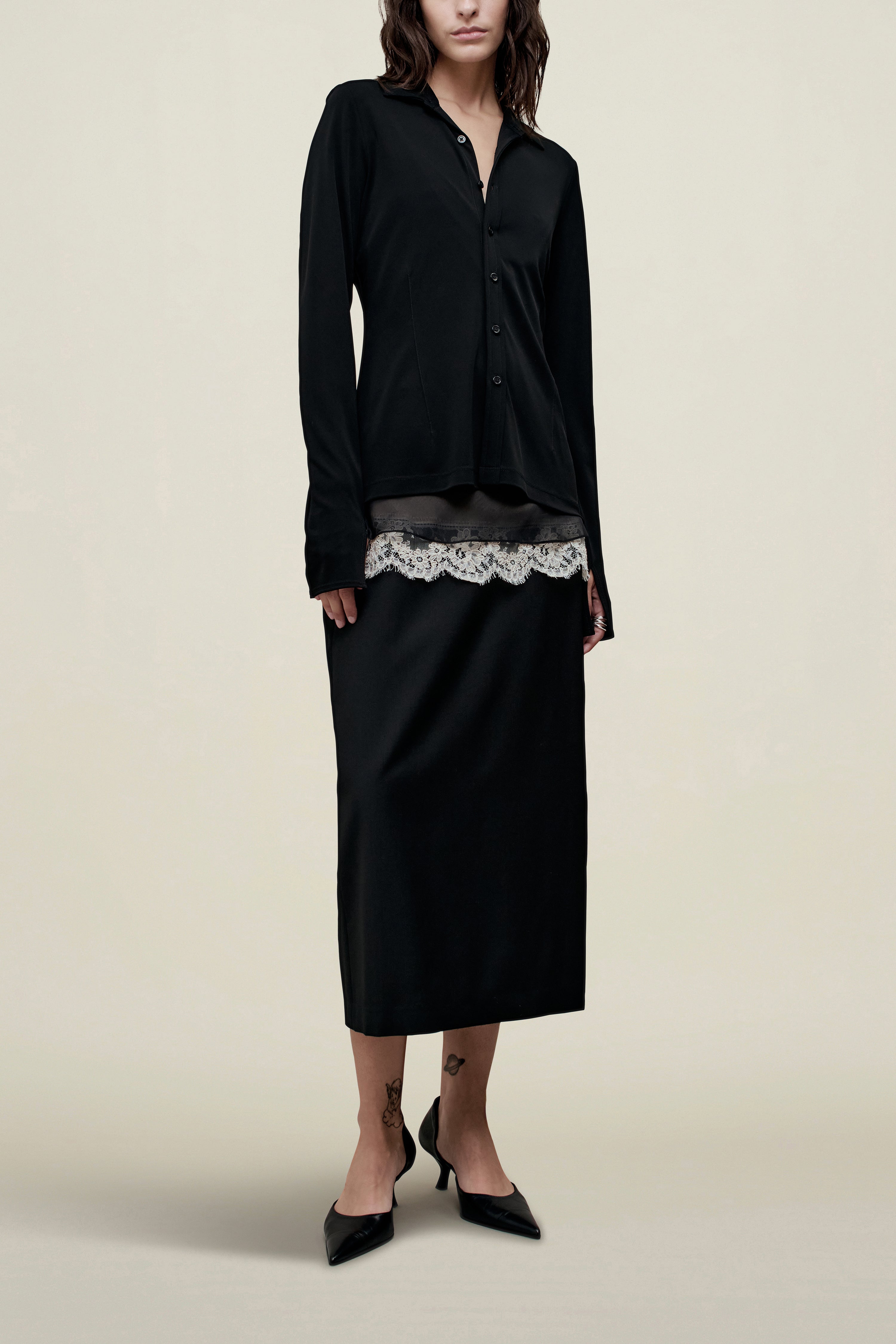 Frankie Button Down in Matte Jersey