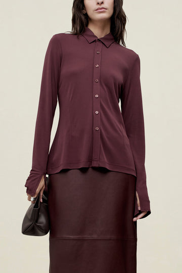 Frankie Button Down in Matte Jersey