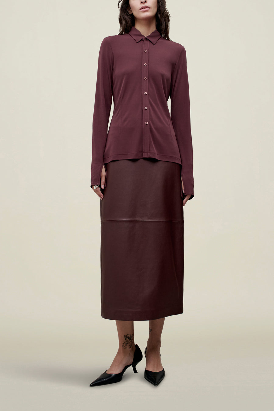 Frankie Button Down in Matte Jersey