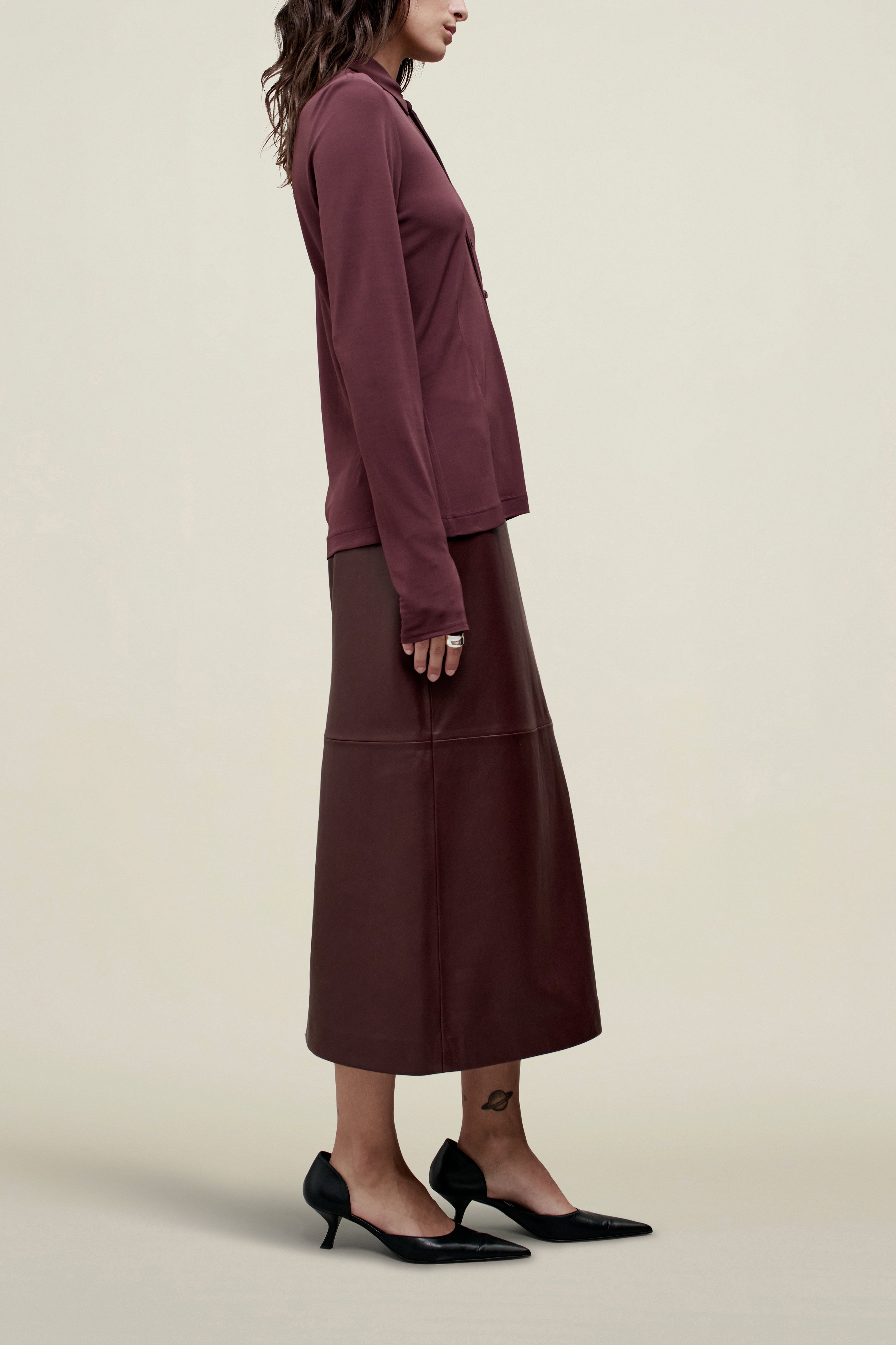 Frankie Button Down in Matte Jersey