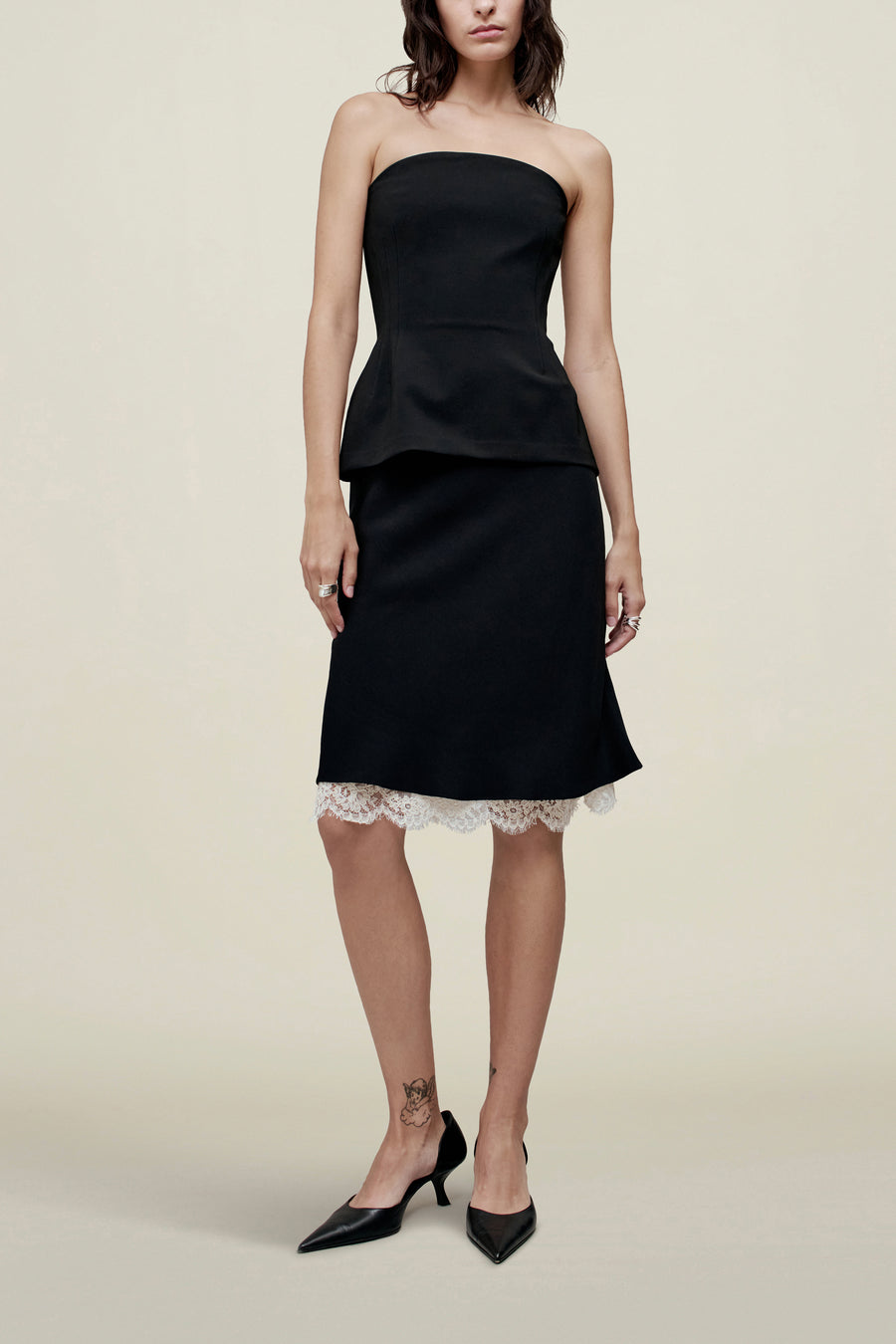 Nola Layered Skirt in Viscose Cady and Lace