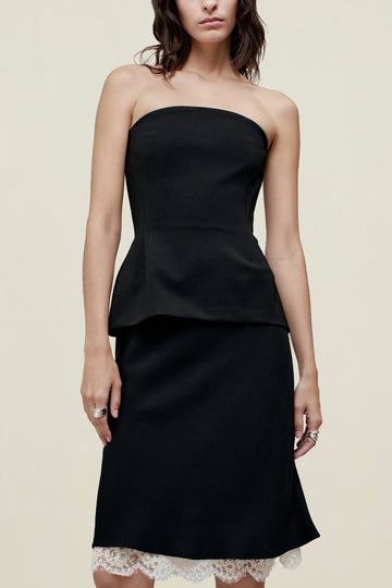 Page Strapless Top in Stretch Knit Suiting