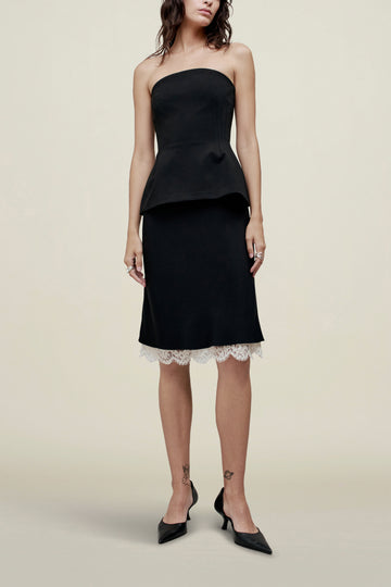 Nola Layered Skirt in Viscose Cady and Lace