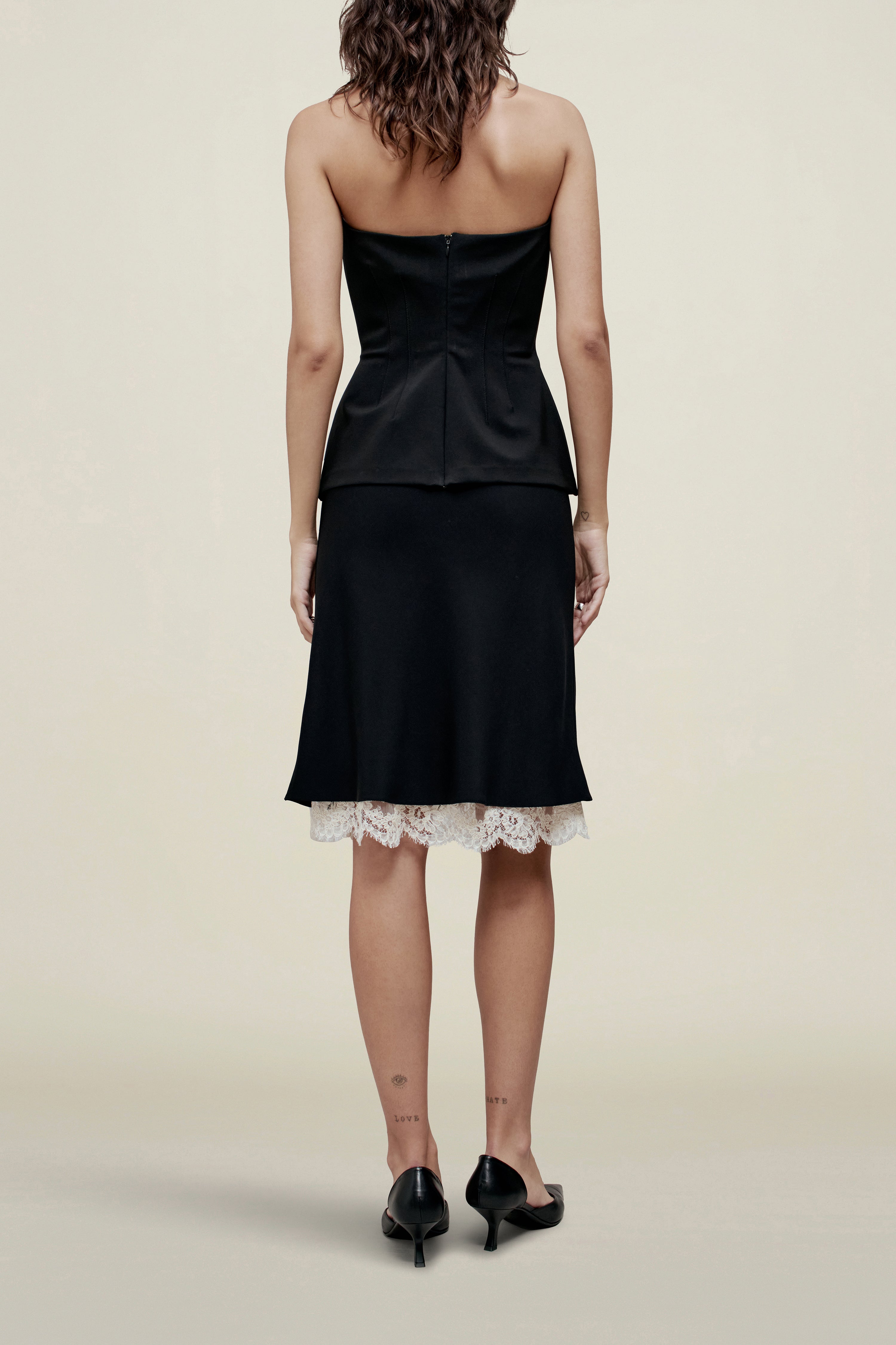 Page Strapless Top in Stretch Knit Suiting