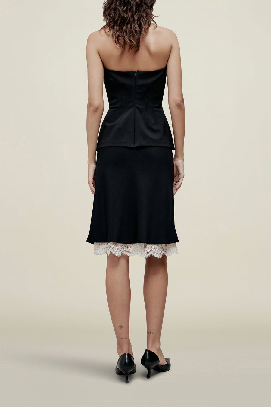 Nola Layered Skirt in Viscose Cady and Lace