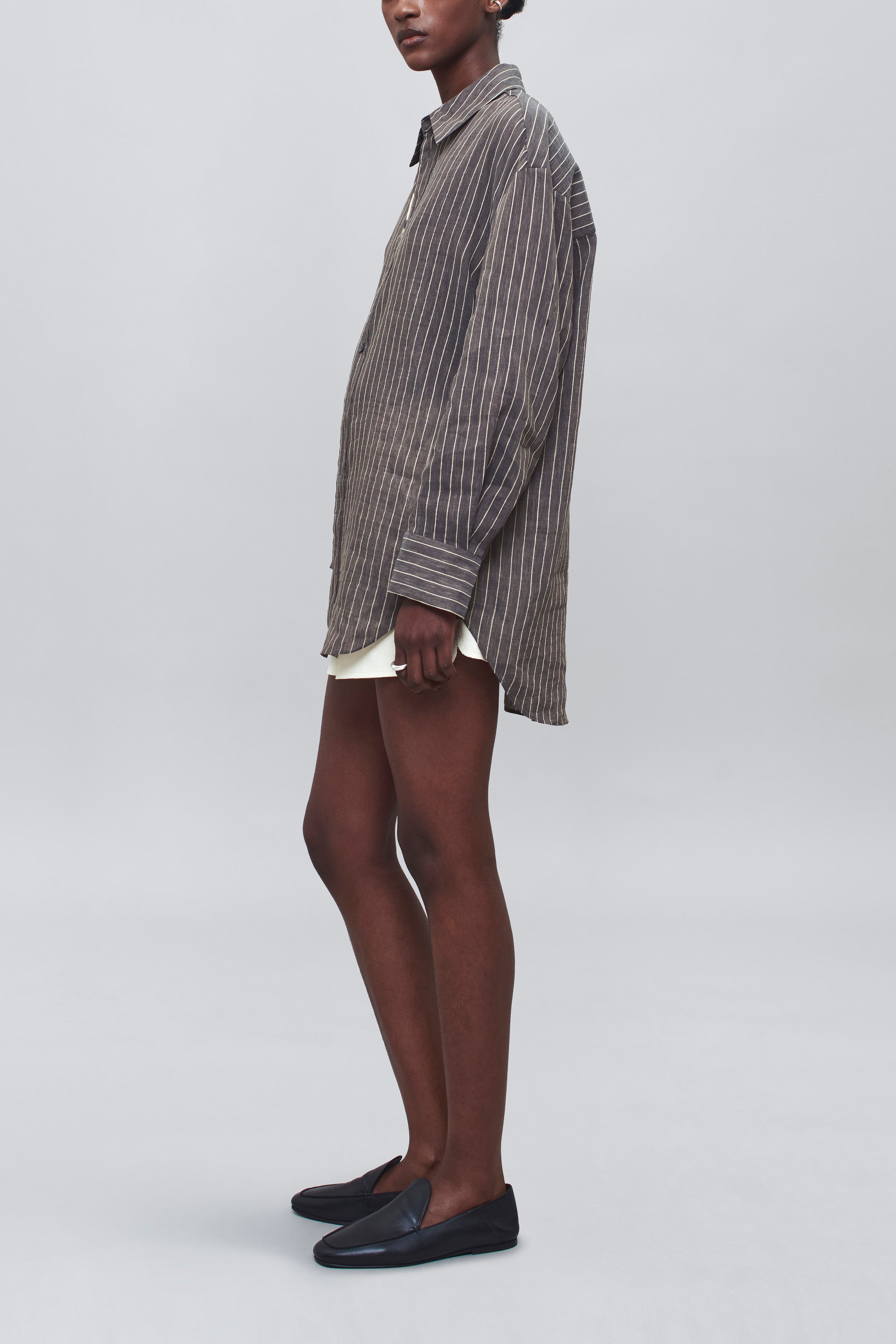 Dani Button Down in Linen Stripe