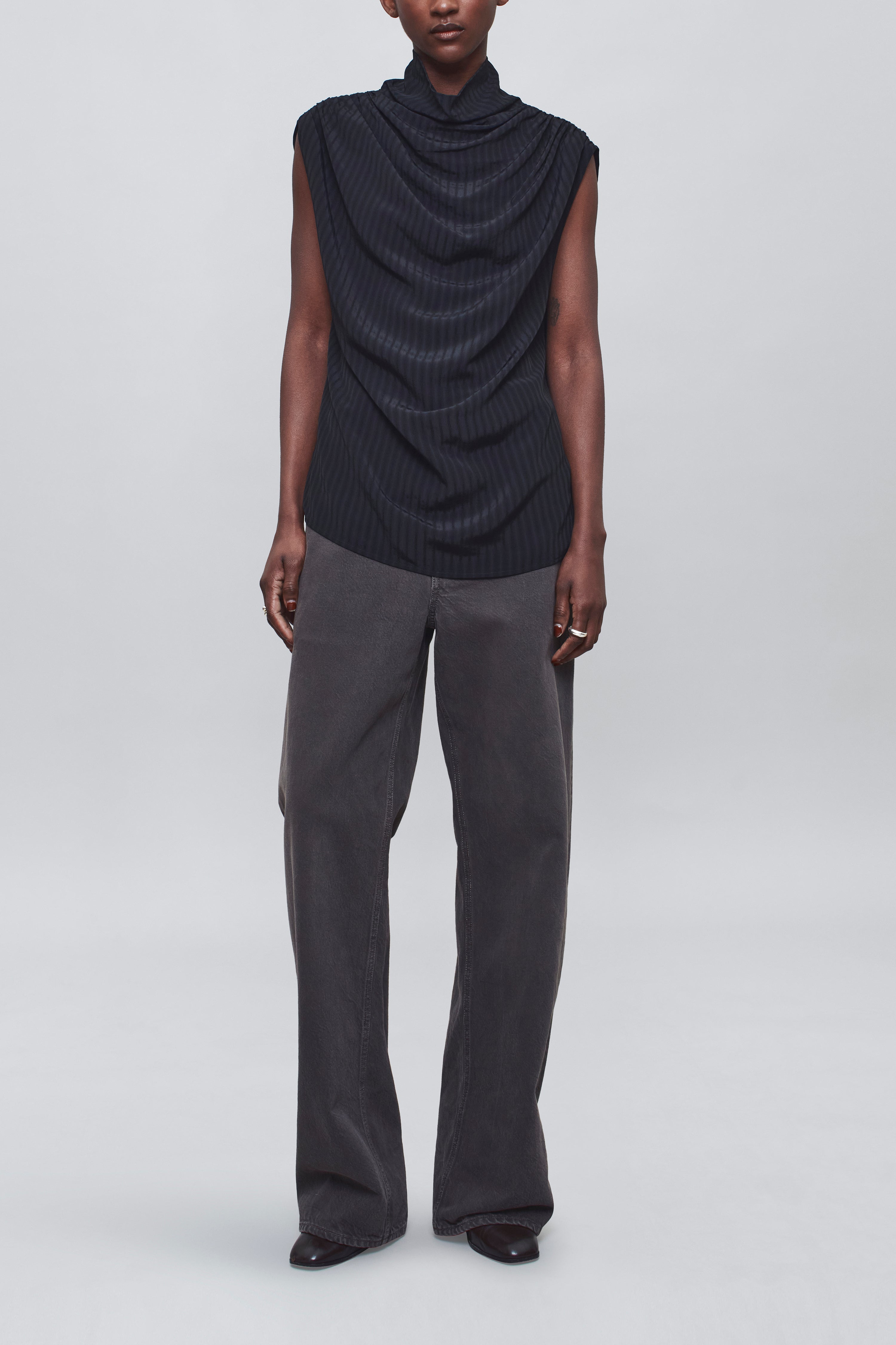 Penny Draped Top in Striped Viscose