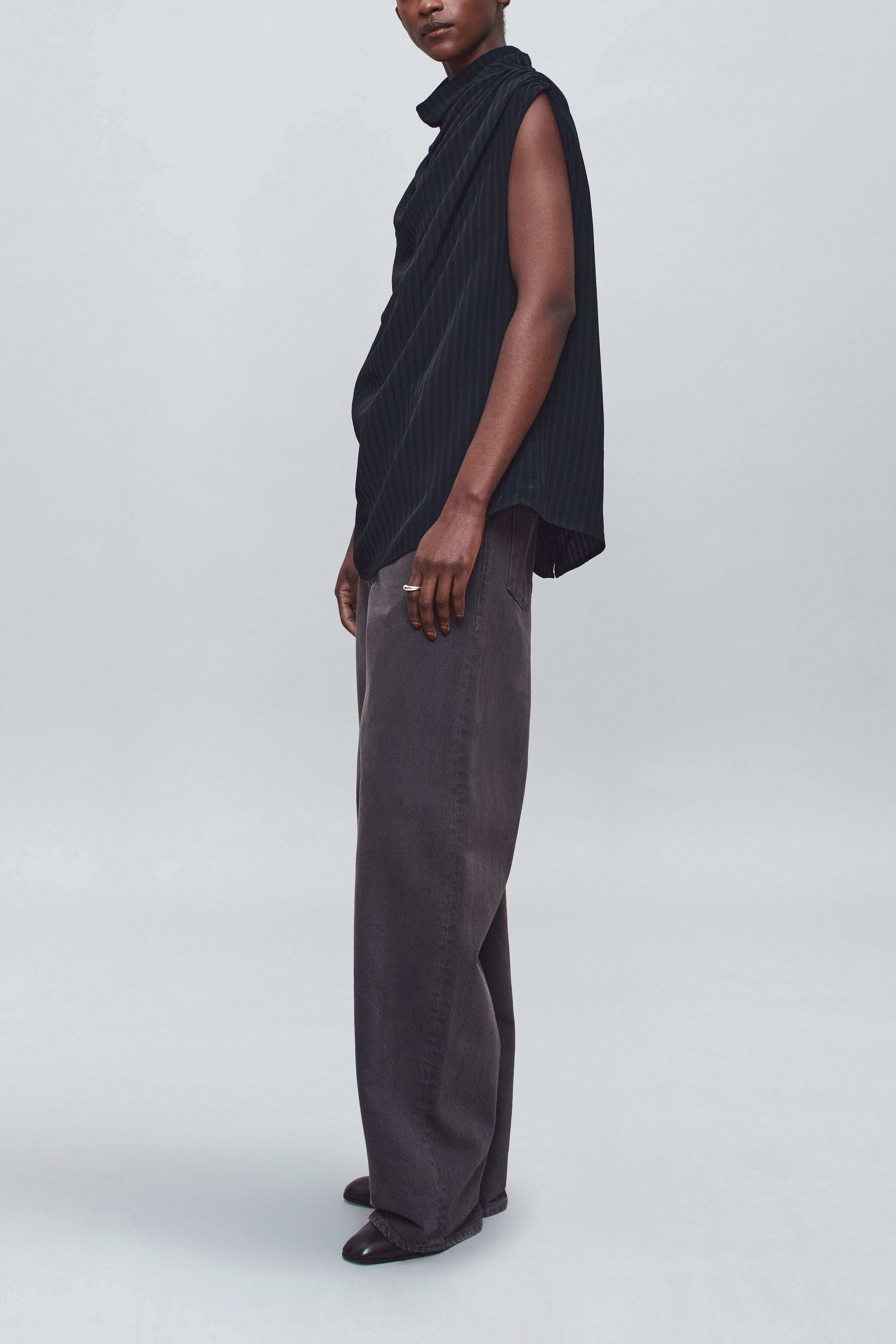 Penny Draped Top in Striped Viscose