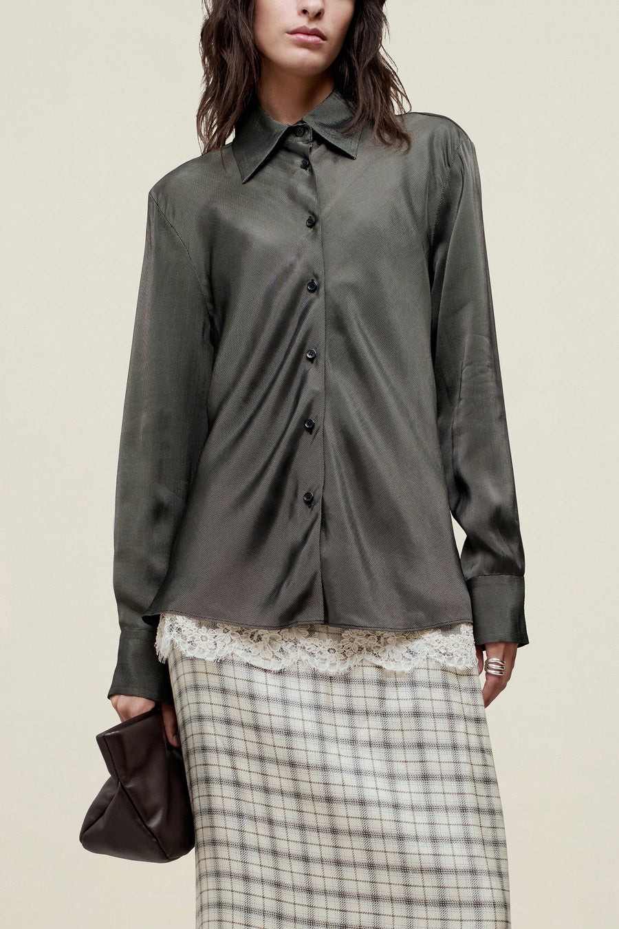 Joan Bias Button Down in Fluid Viscose
