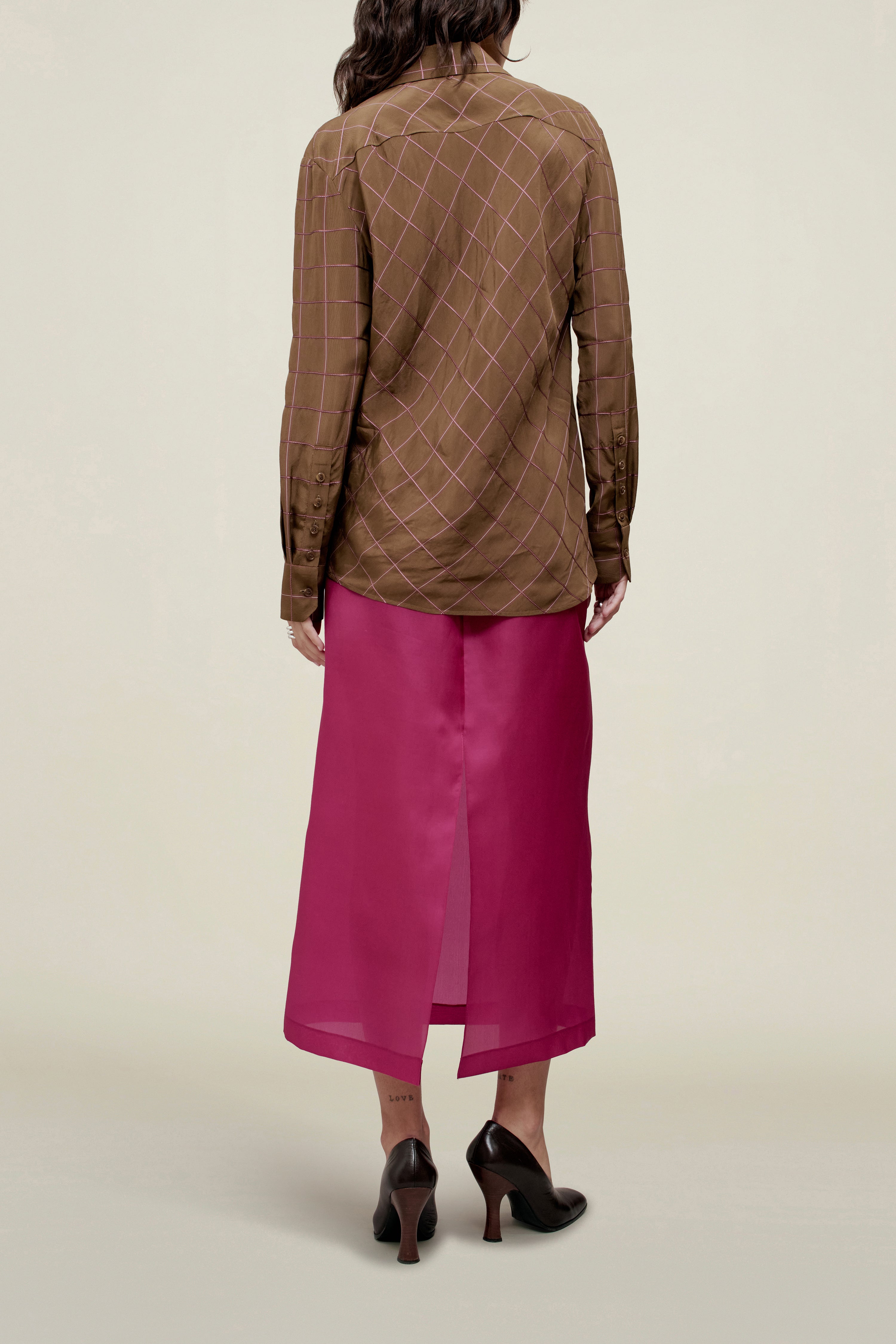 Joan Bias Button Down in Viscose Ribbon