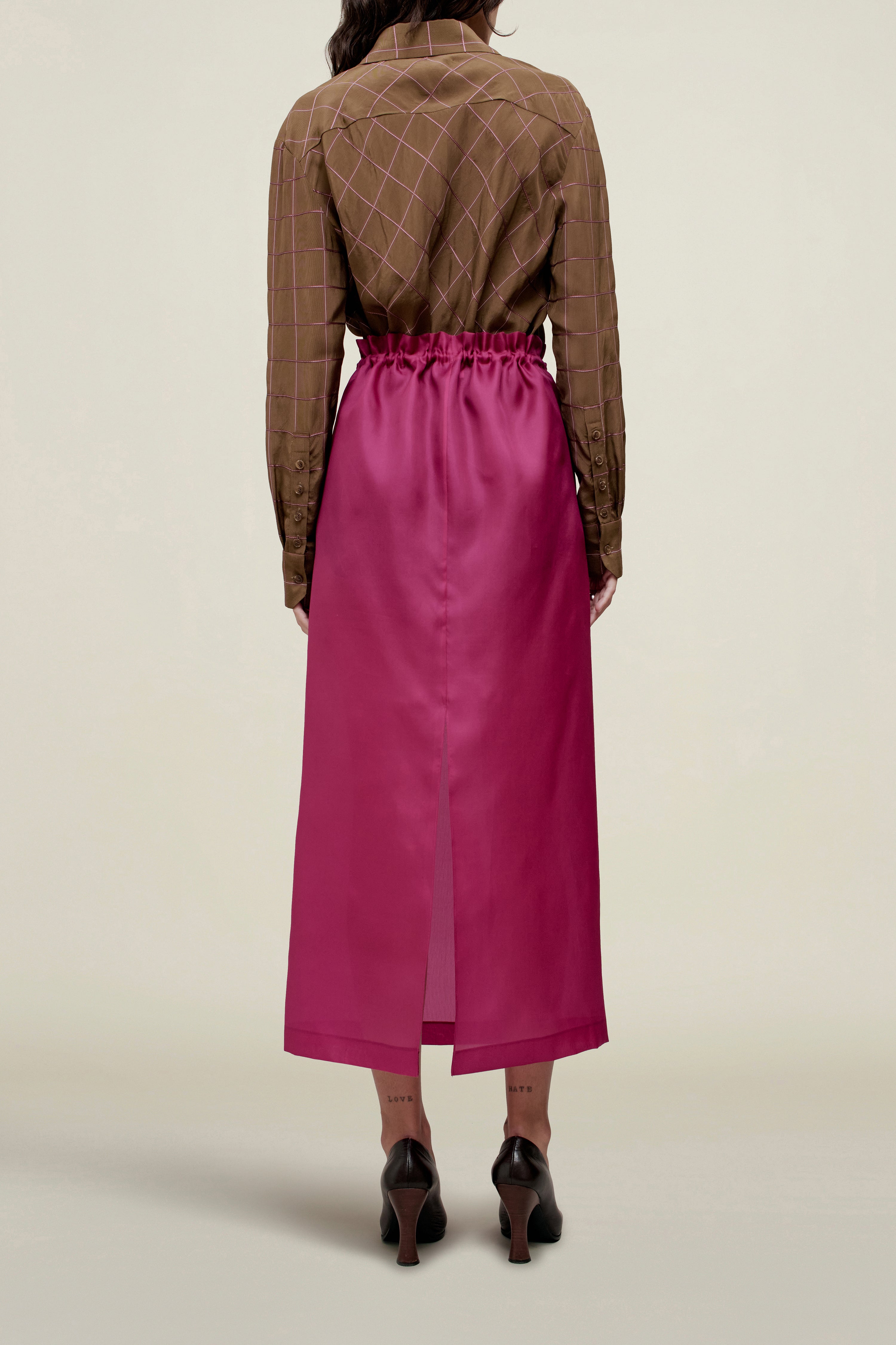 Regina Drawstring Skirt in Satin Faced Organza