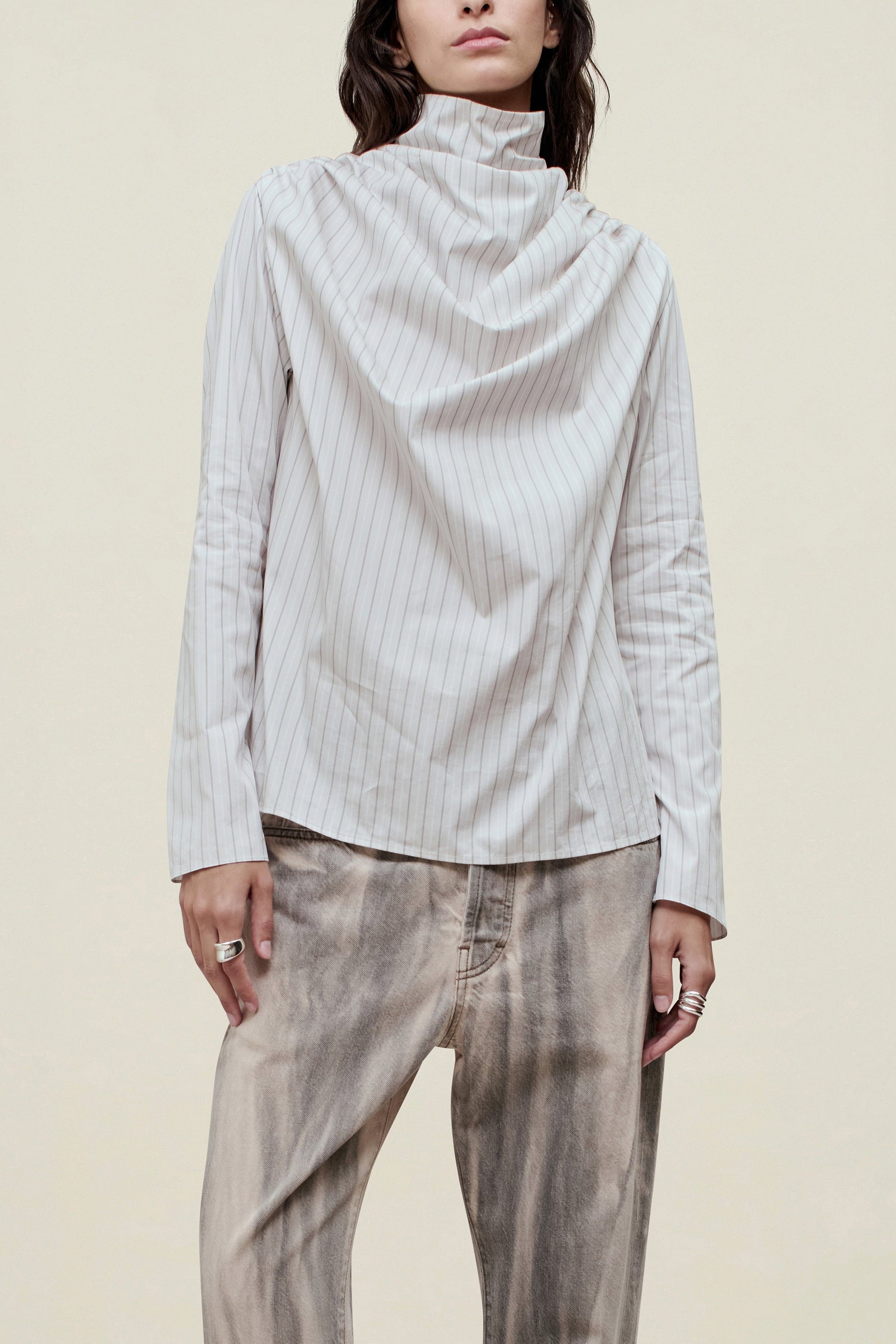 Penelope Draped Blouse in Cotton Poplin