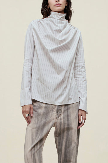 Penelope Draped Blouse in Cotton Poplin