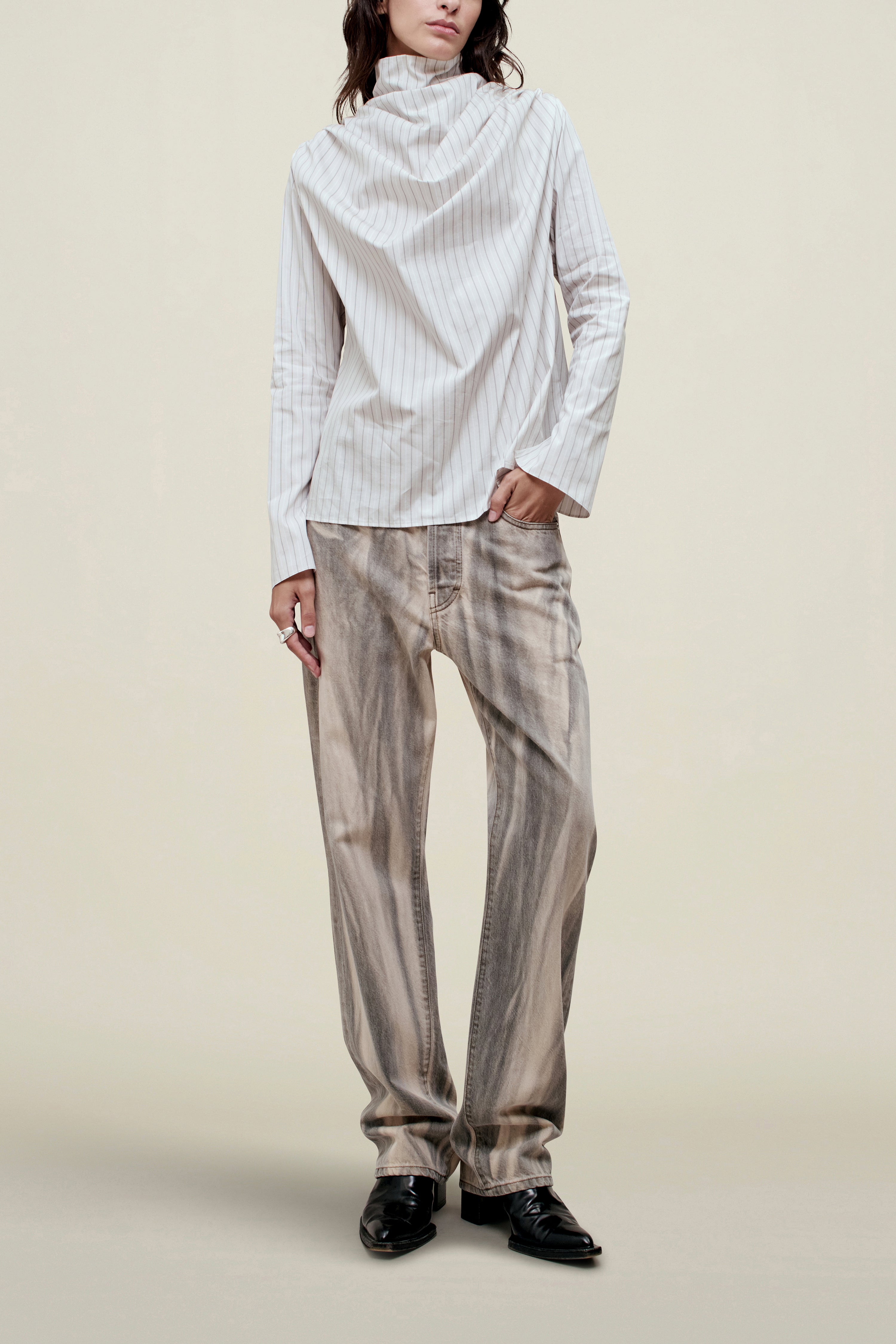 Penelope Draped Blouse in Cotton Poplin