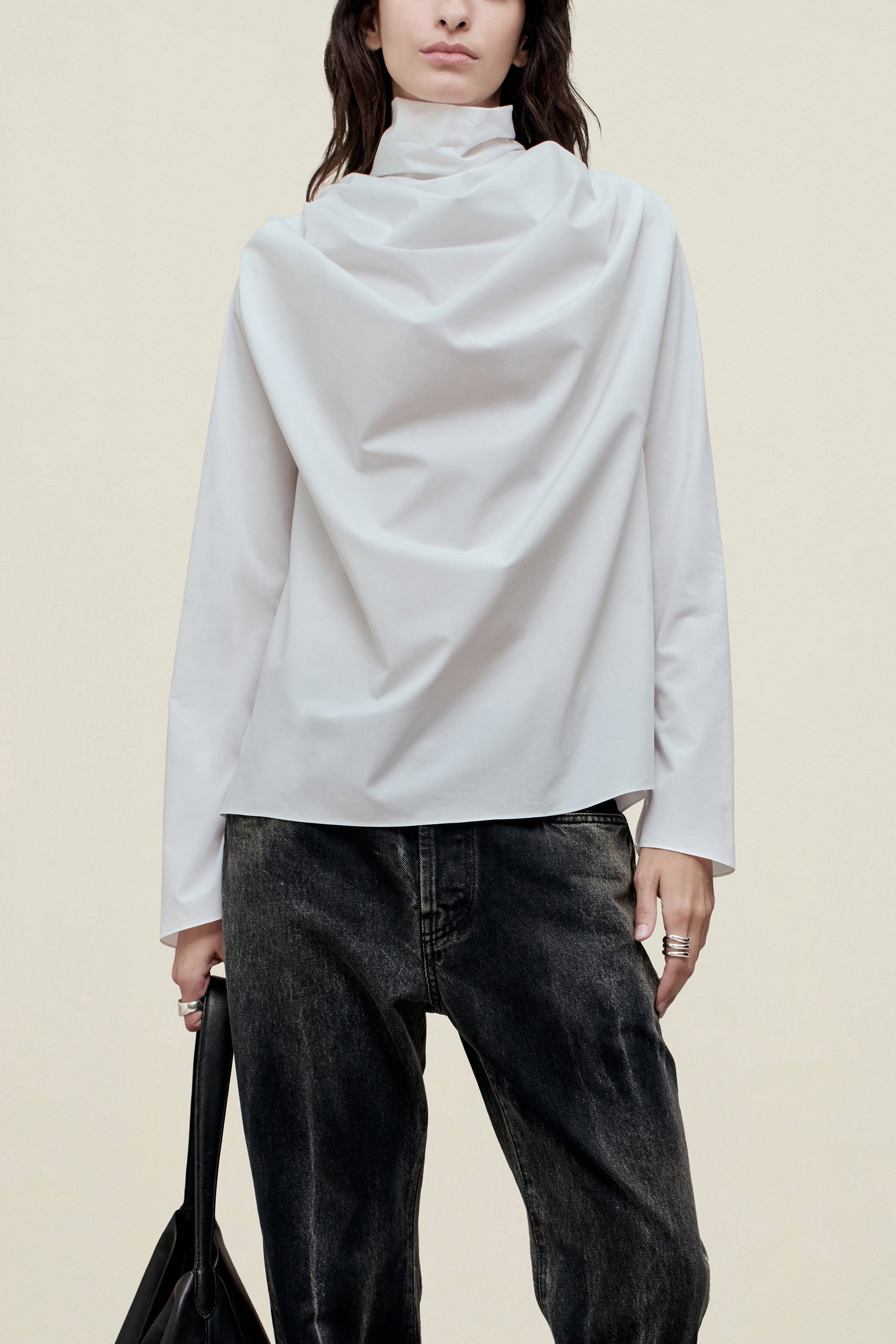 Penelope Draped Blouse in Cotton Poplin