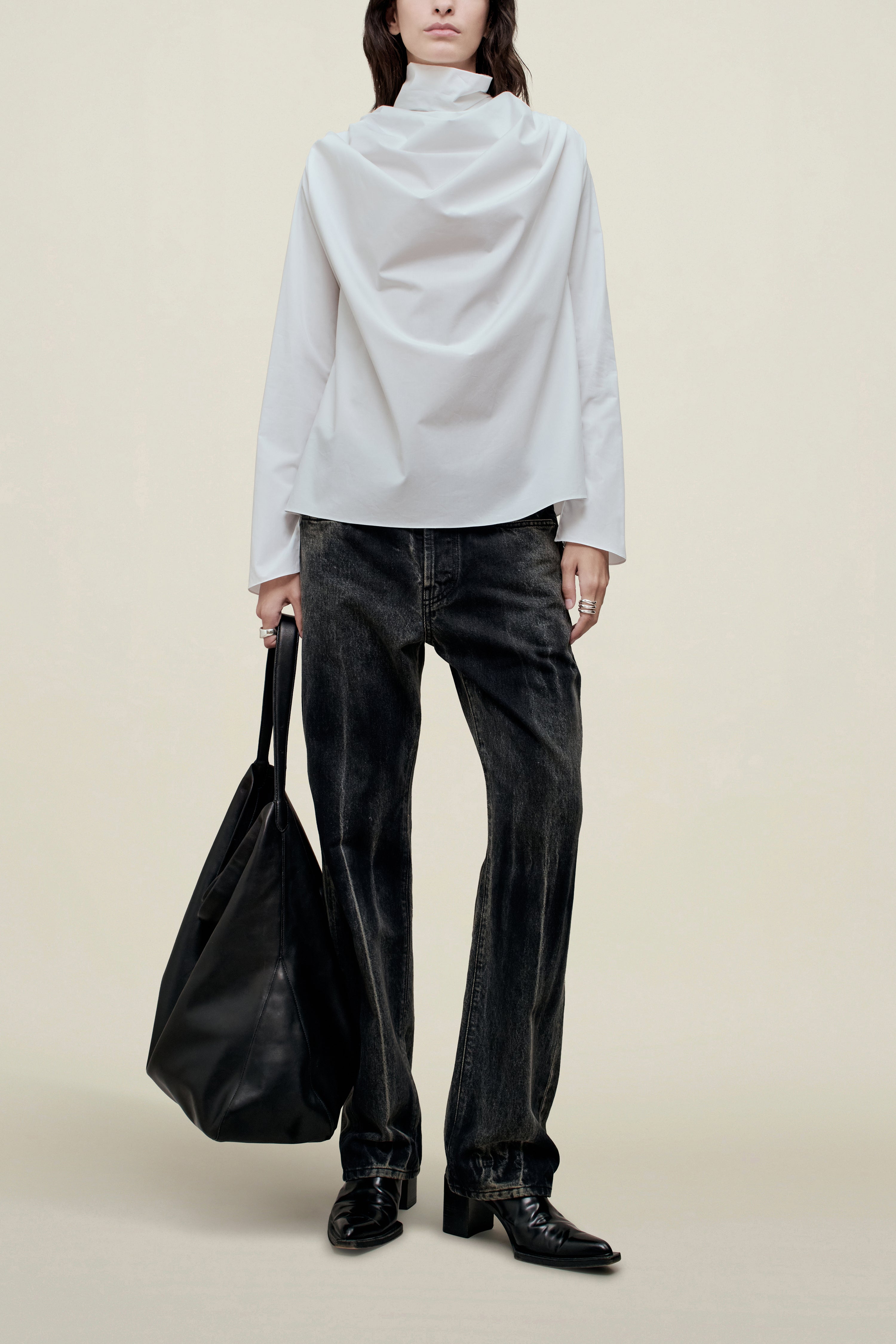 Penelope Draped Blouse in Cotton Poplin