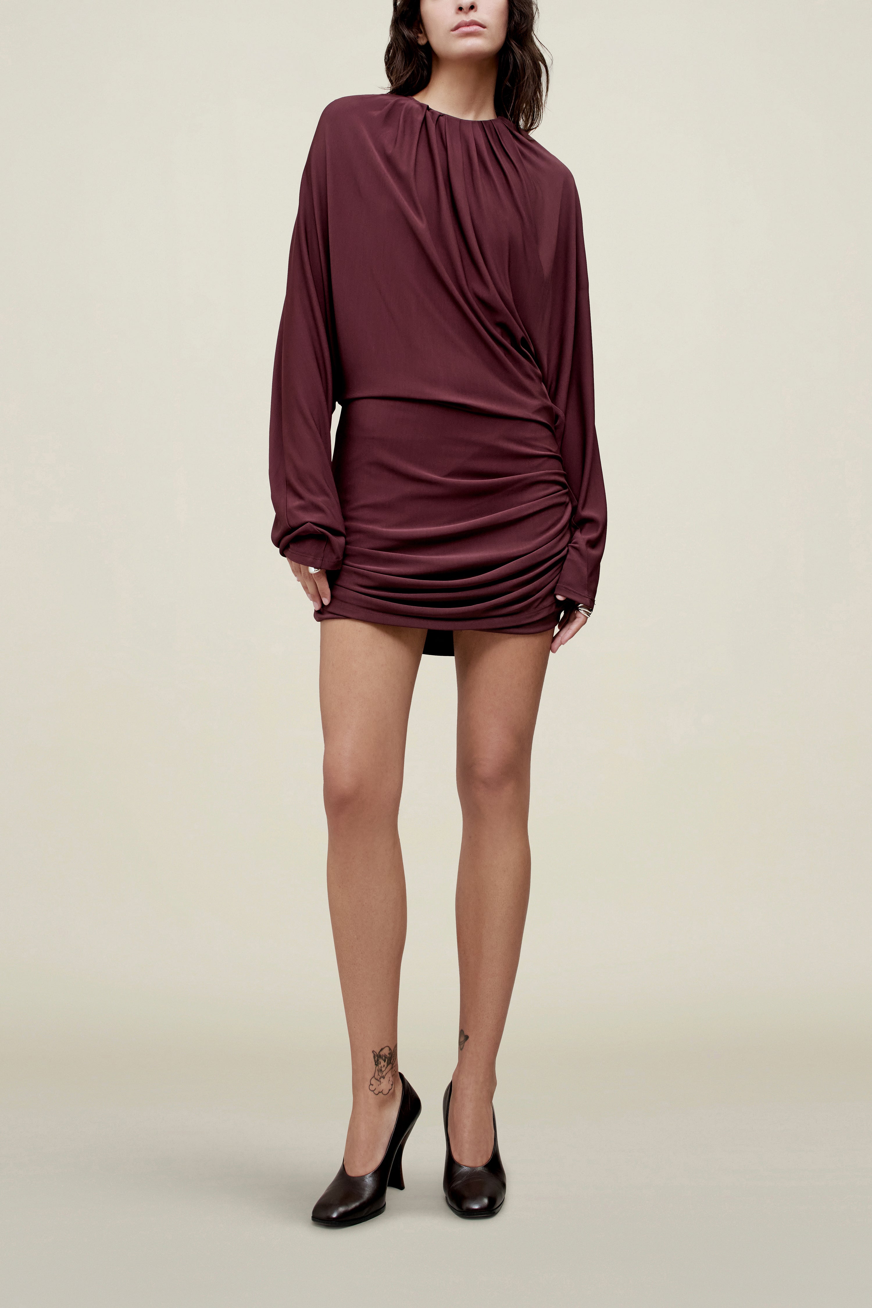 Rickie Ruched Mini Dress in Matte Jersey