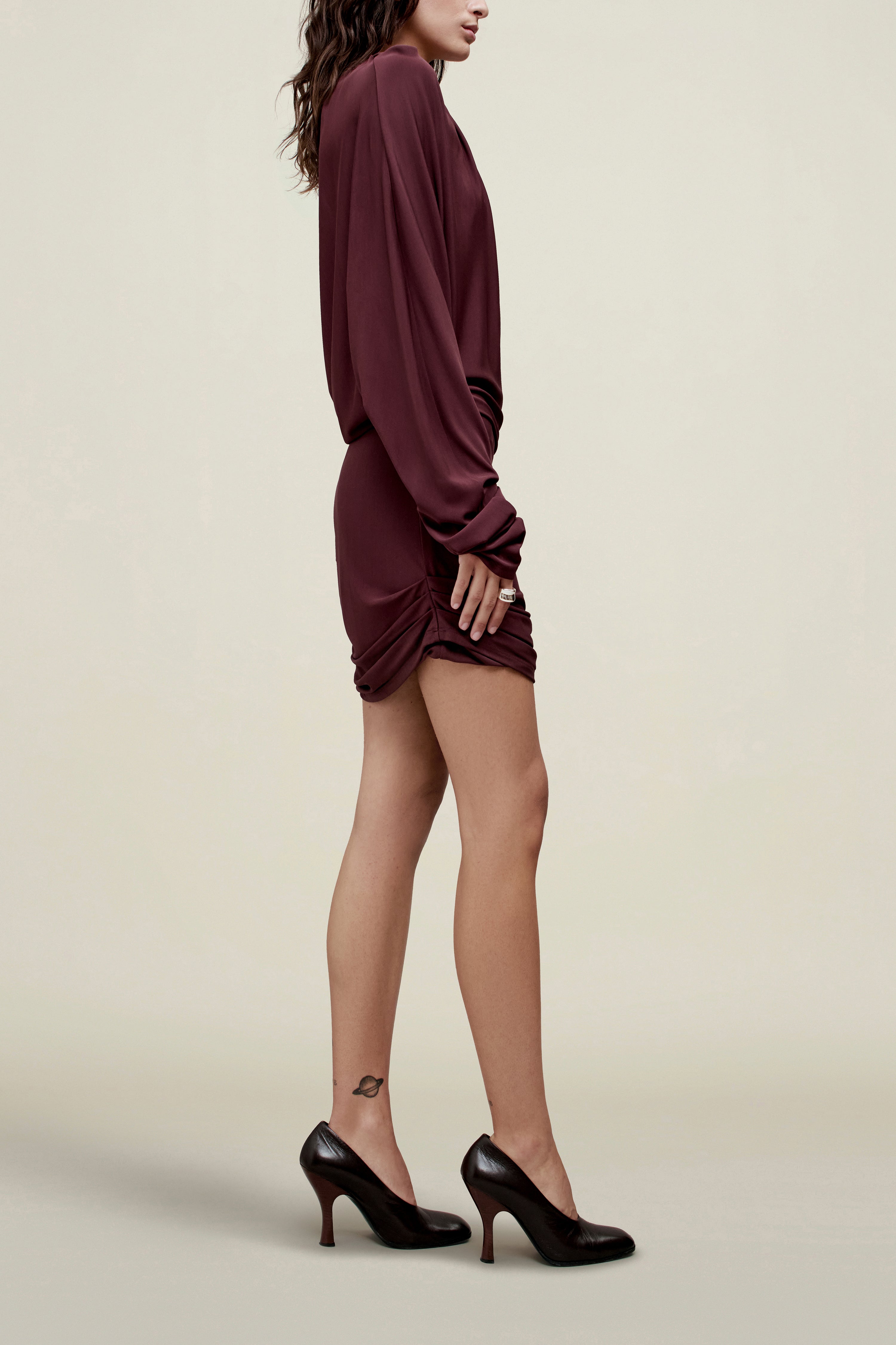 Rickie Ruched Mini Dress in Matte Jersey
