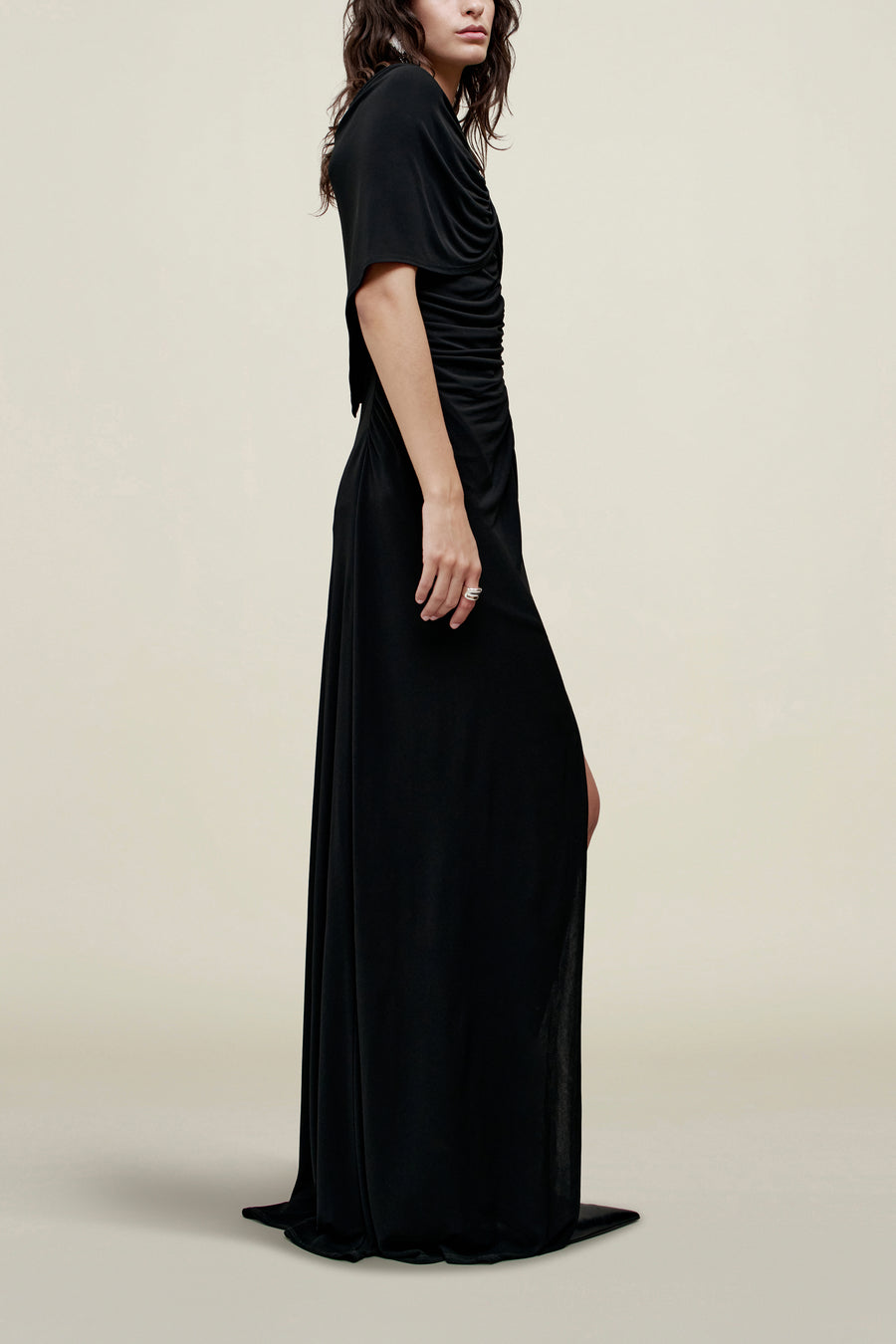 matte jersey evening dresses Lauren Ralph Lauren Women's Chain Trim Jersey Long Sleeve Gown, Black, 2