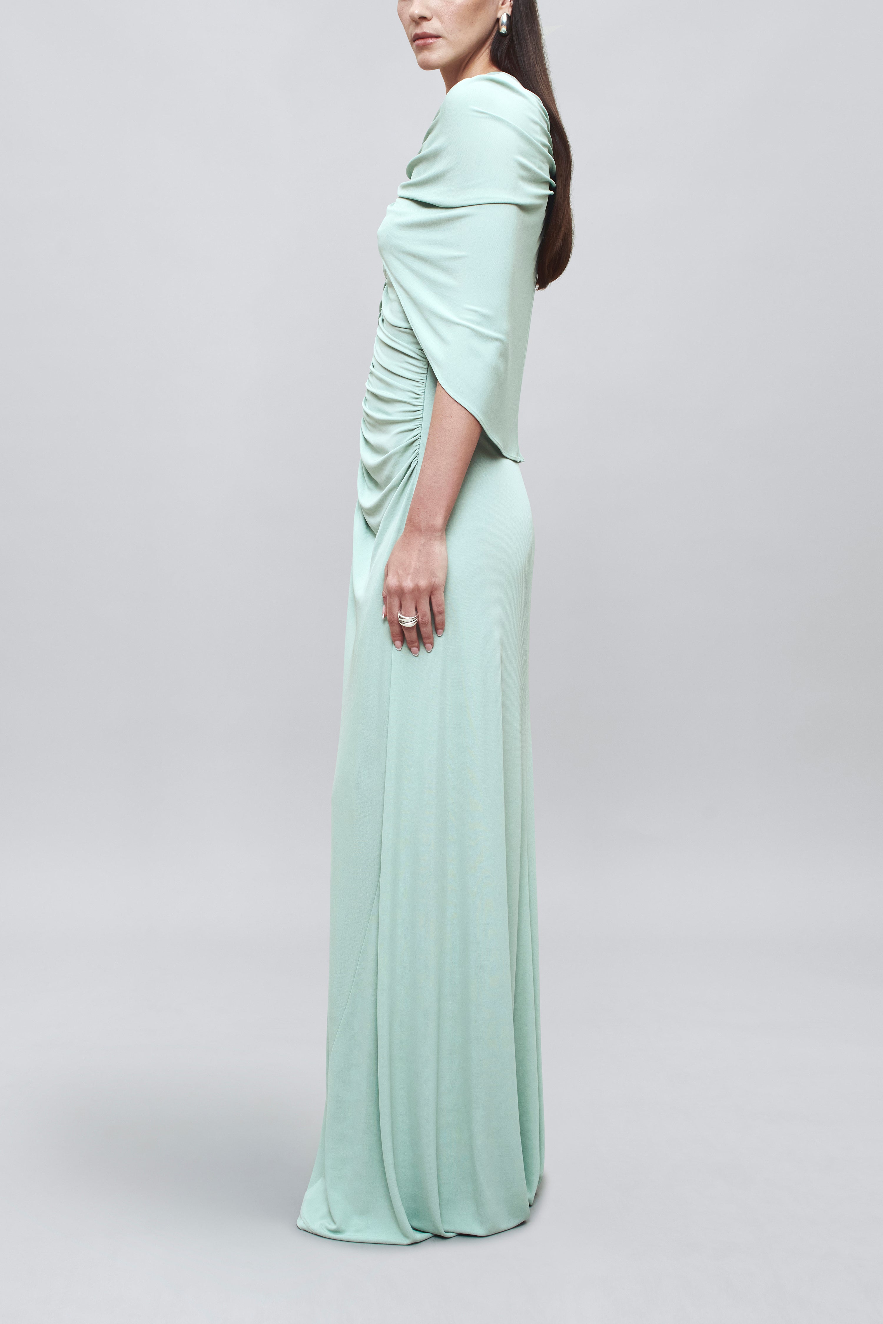 Matilda Cape Gown in Matte Jersey