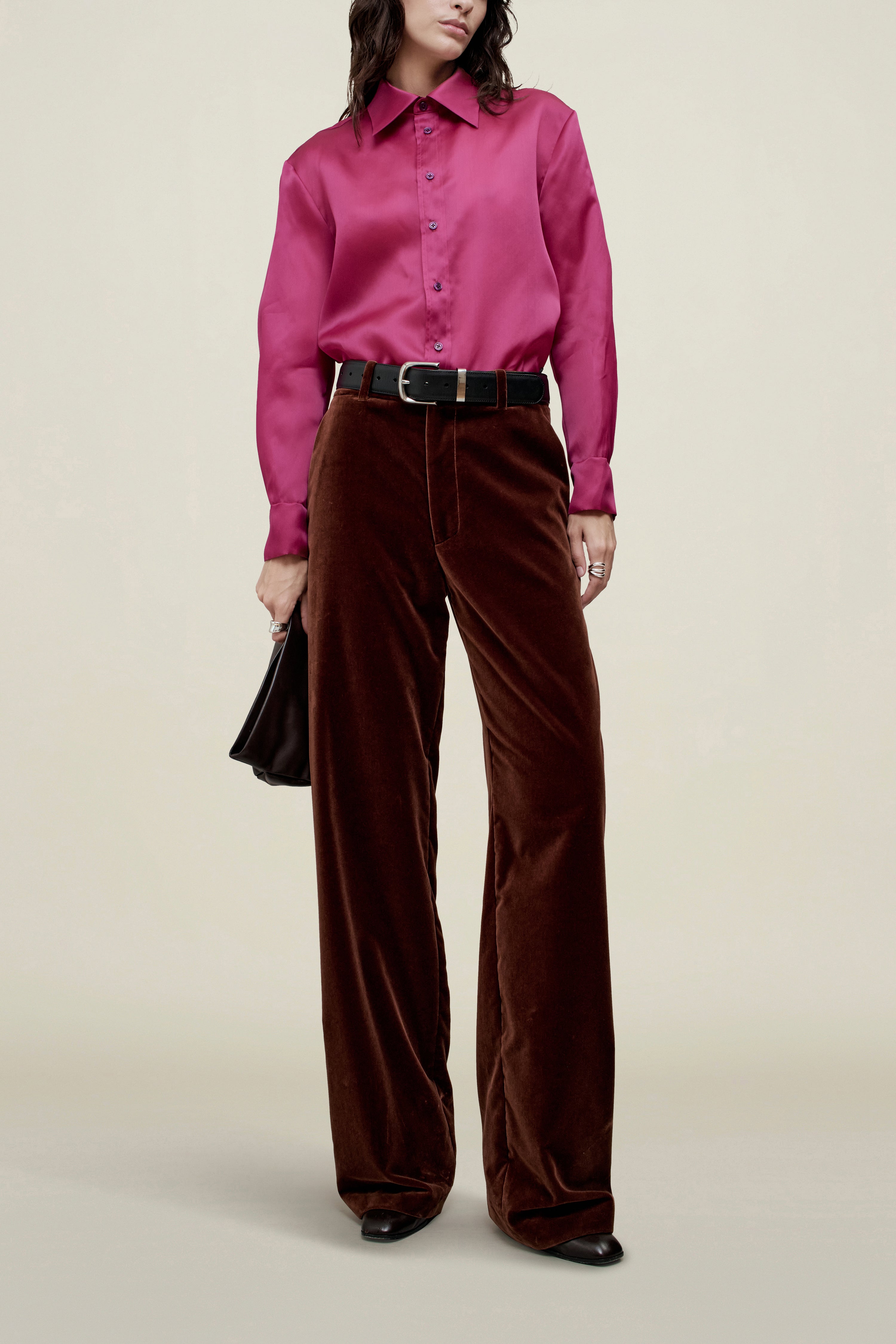 Column Leg Trouser in Velvet