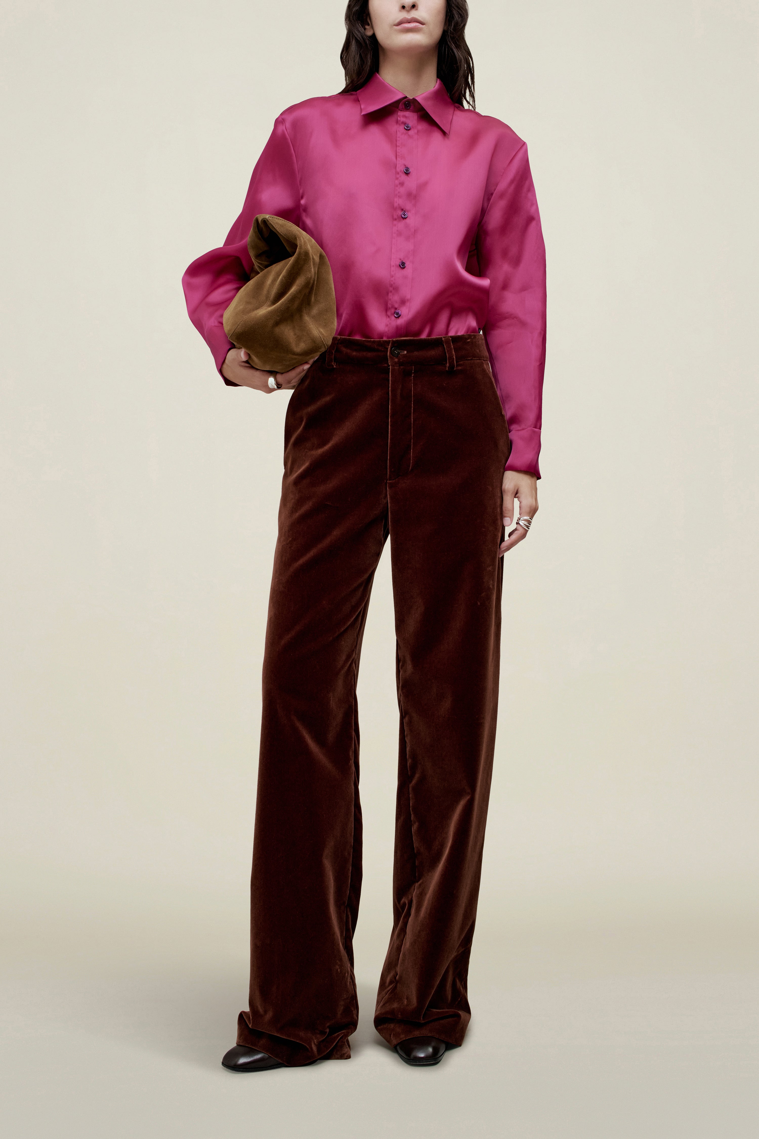 Column Leg Trouser in Velvet