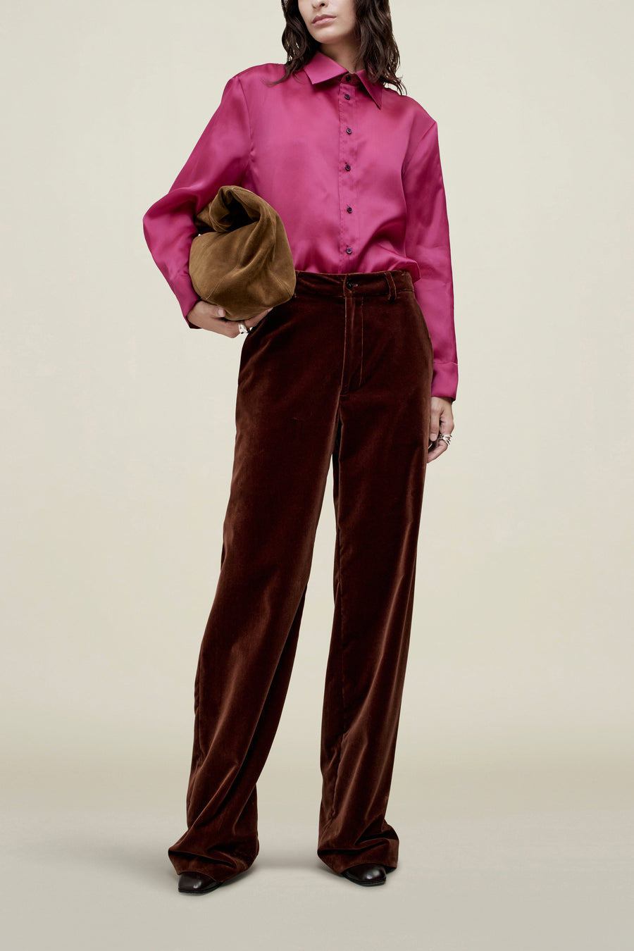 Column Leg Trouser in Velvet