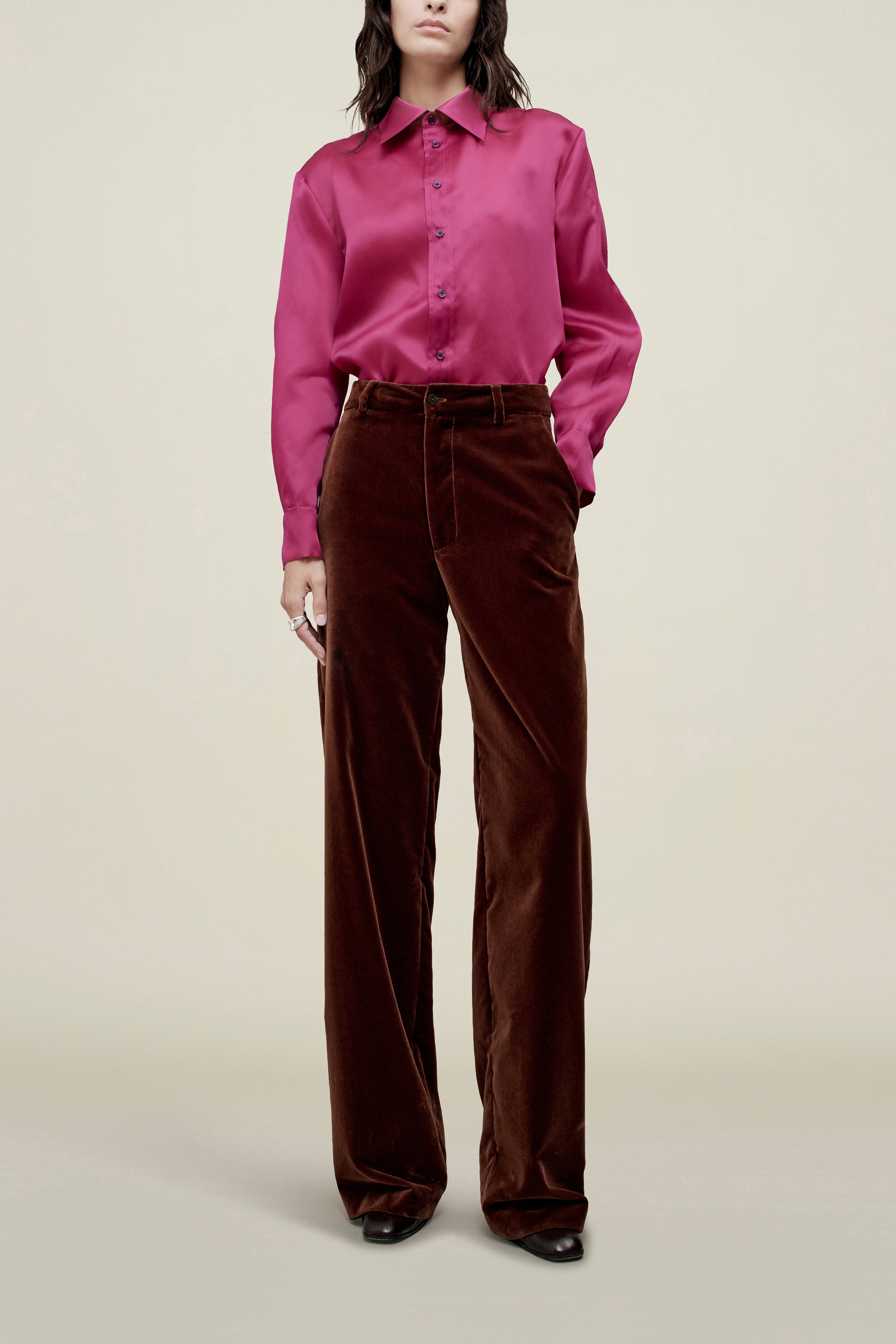 Column Leg Trouser in Velvet